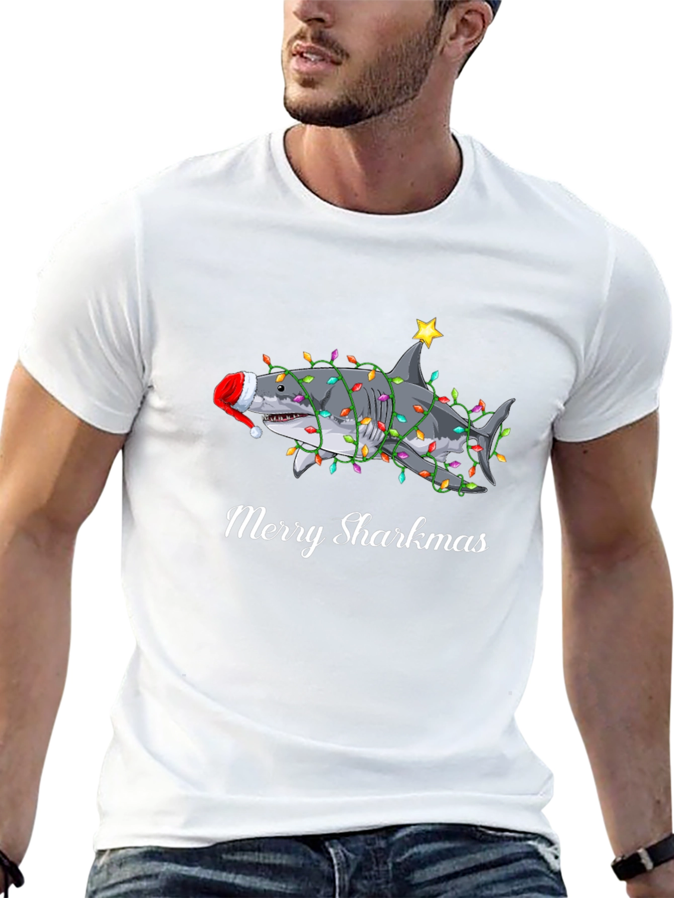 Merry Sharkmas T-Shirt - Festive Holiday Shark Tee