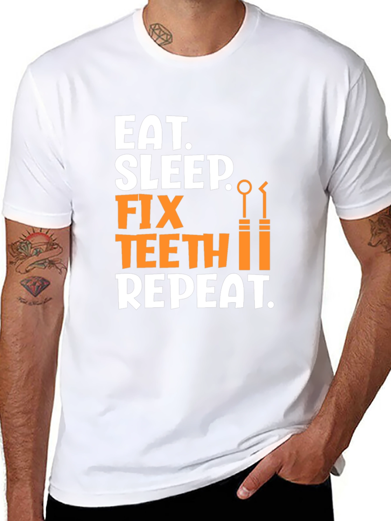 Eat Sleep Fix Teeth Repeat Black T-Shirt