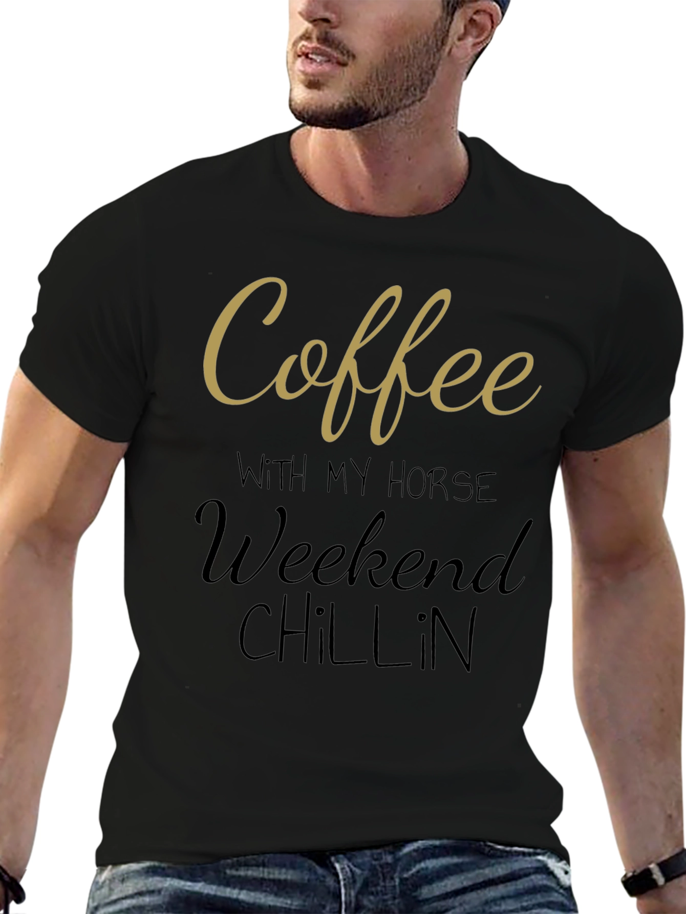 Coffee with My Horse Weekend Chillin Black T-Shirt