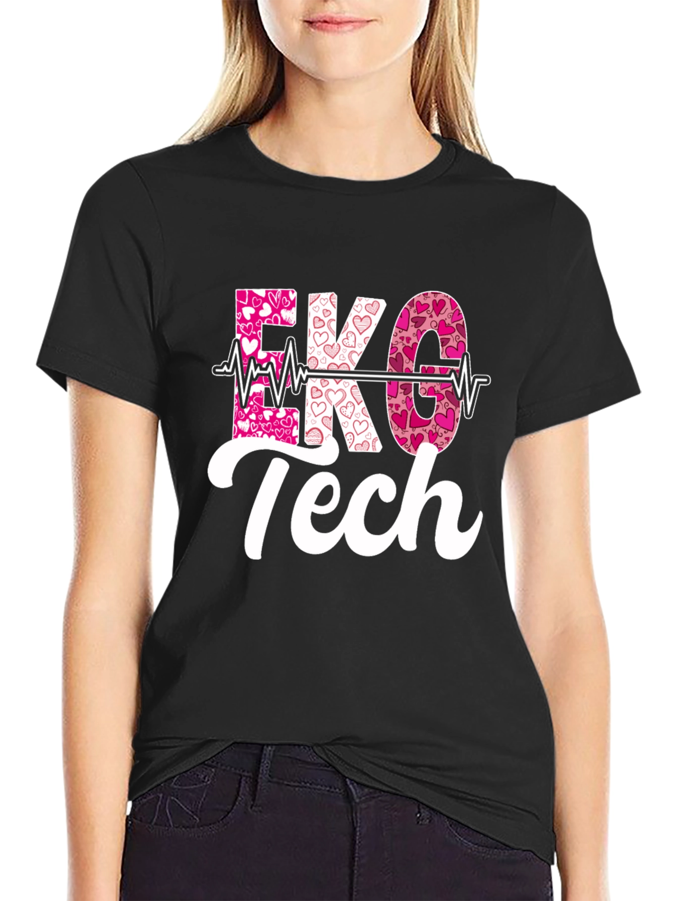 EKG Tech Heartbeat Valentines Day T-Shirt