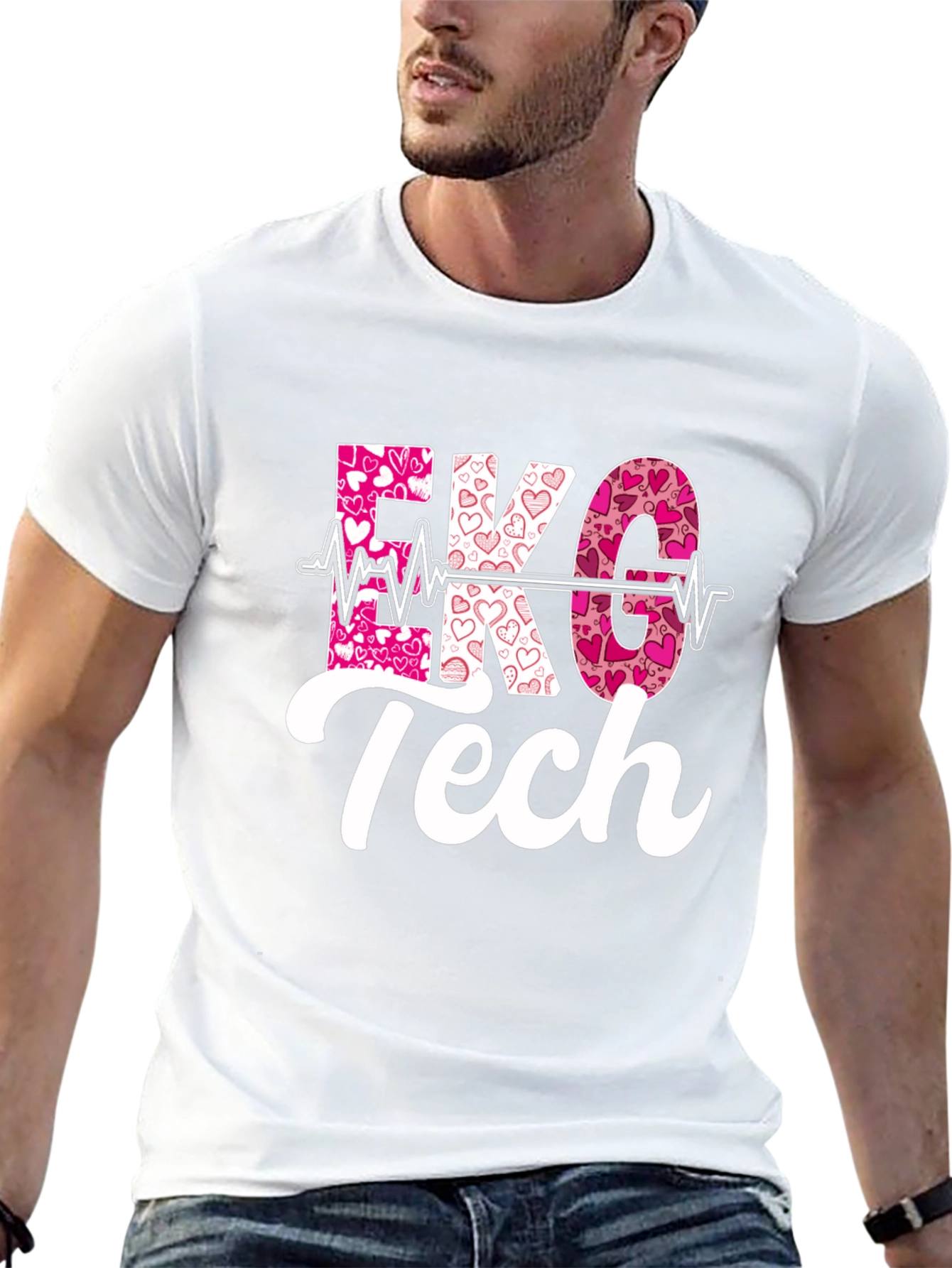 EKG Tech Heartbeat Valentines Day T-Shirt