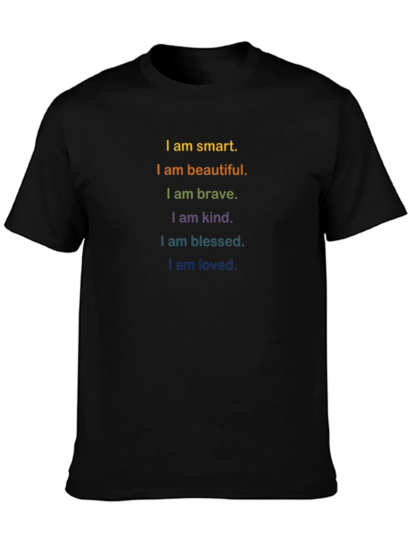 Inspirational Rainbow Text T-Shirt - Smart Brave Loved