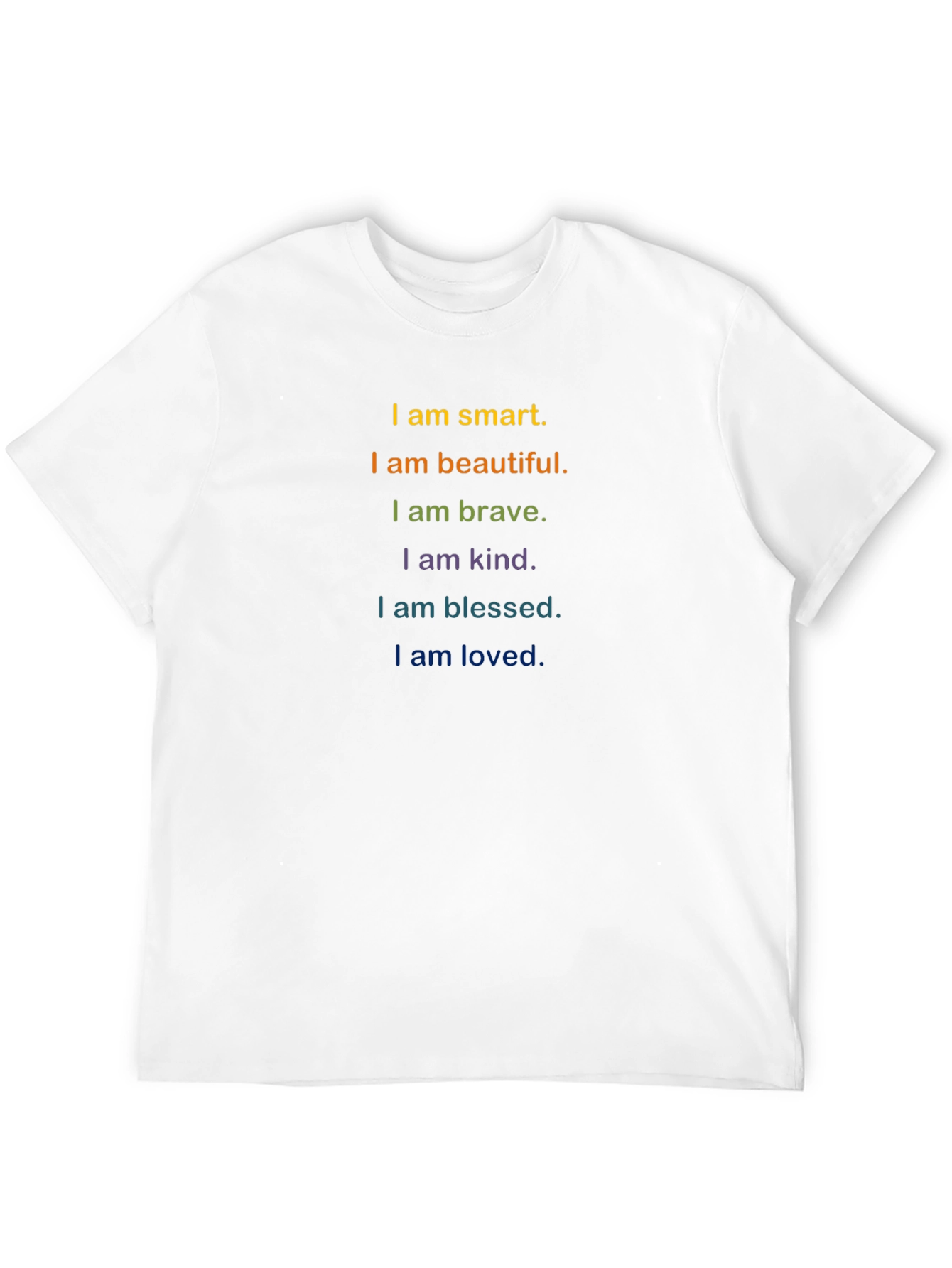 Inspirational Rainbow Text T-Shirt - Smart Brave Loved