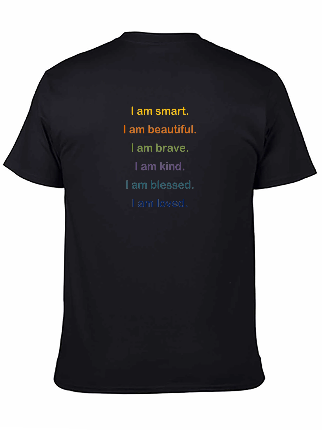 Inspirational Rainbow Text T-Shirt - Smart Brave Loved