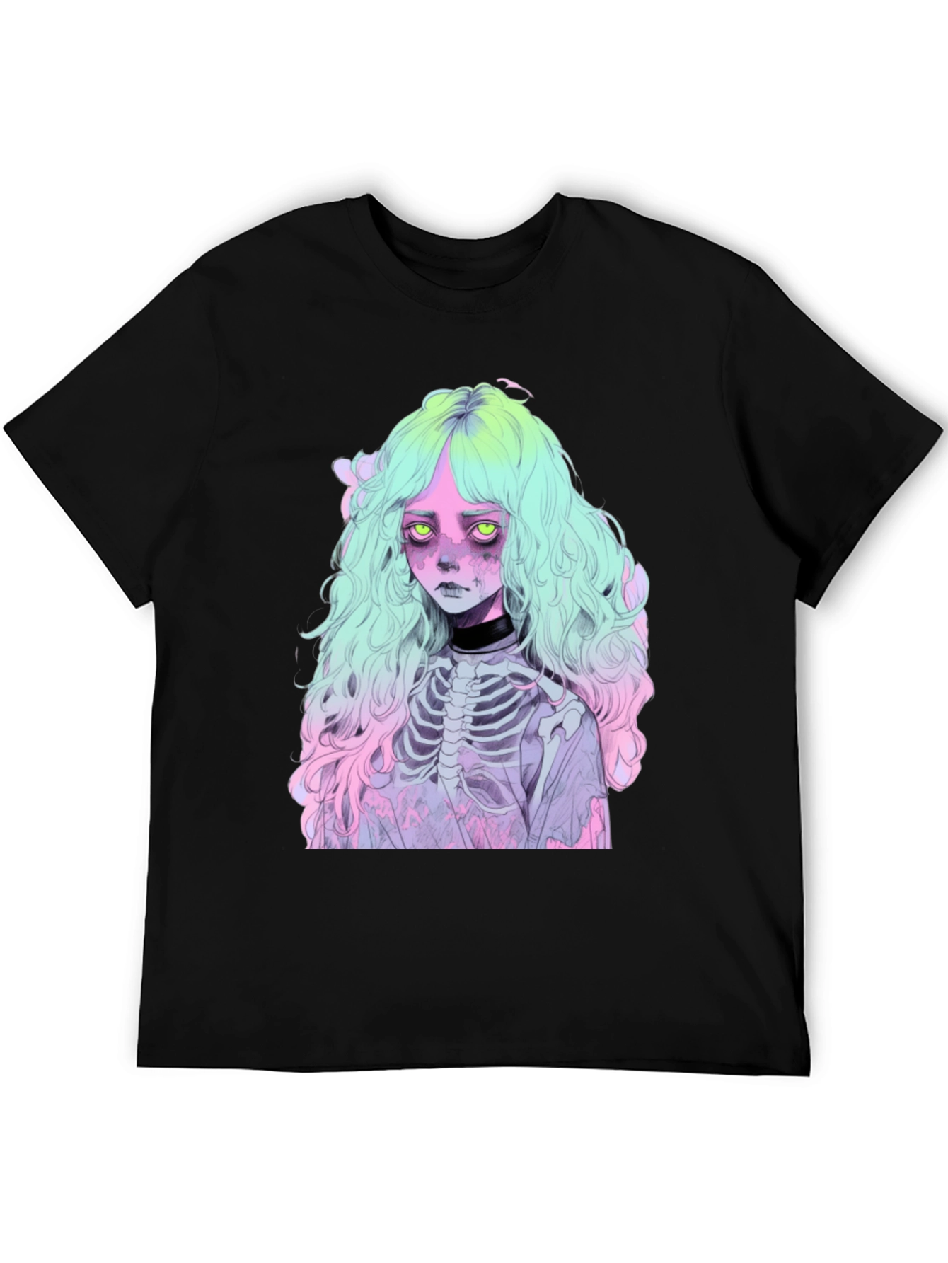 Pastel Goth Girl T-Shirt - Skeleton Anime Tee