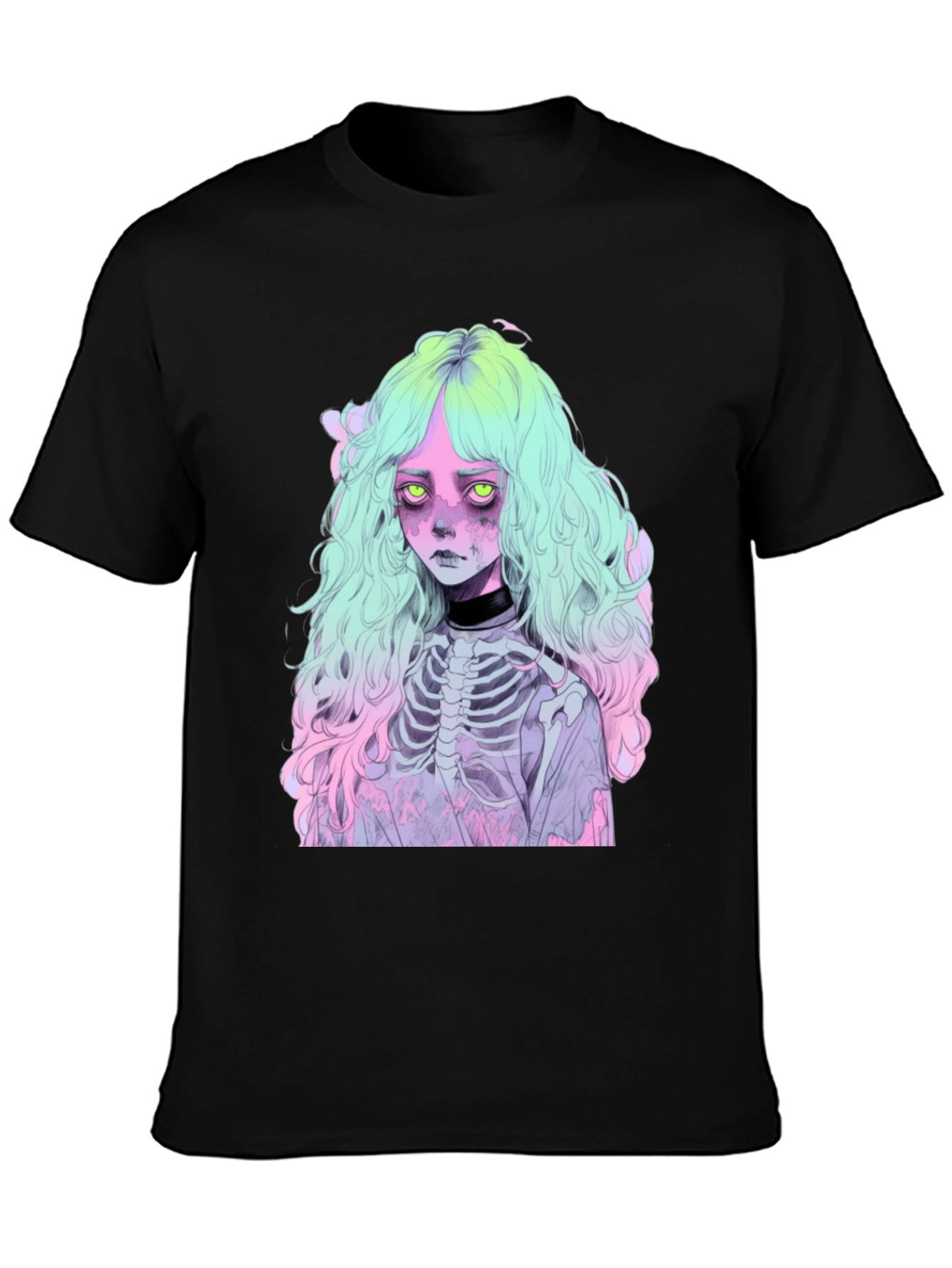 Pastel Goth Girl T-Shirt - Skeleton Anime Tee