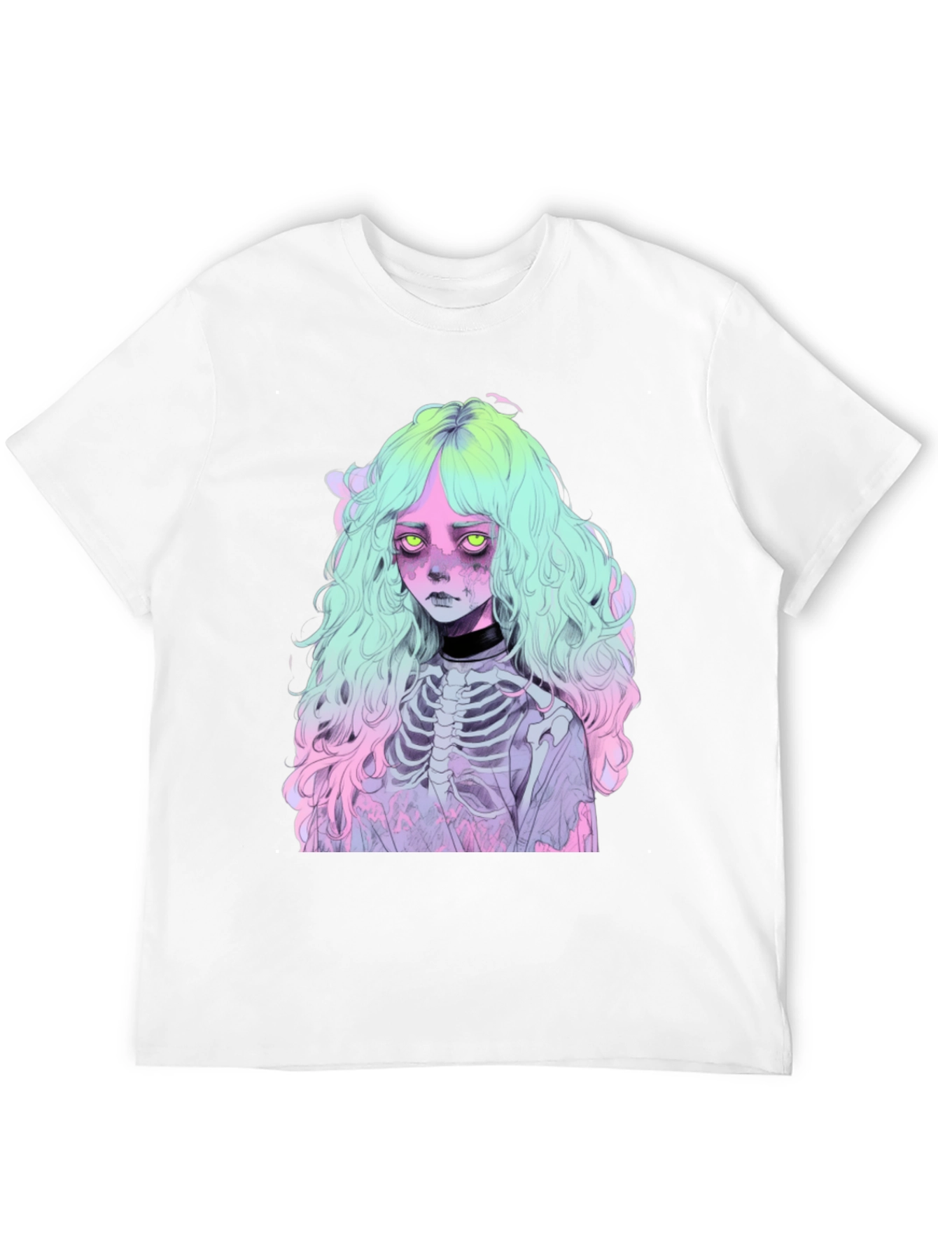 Pastel Goth Girl T-Shirt - Skeleton Anime Tee