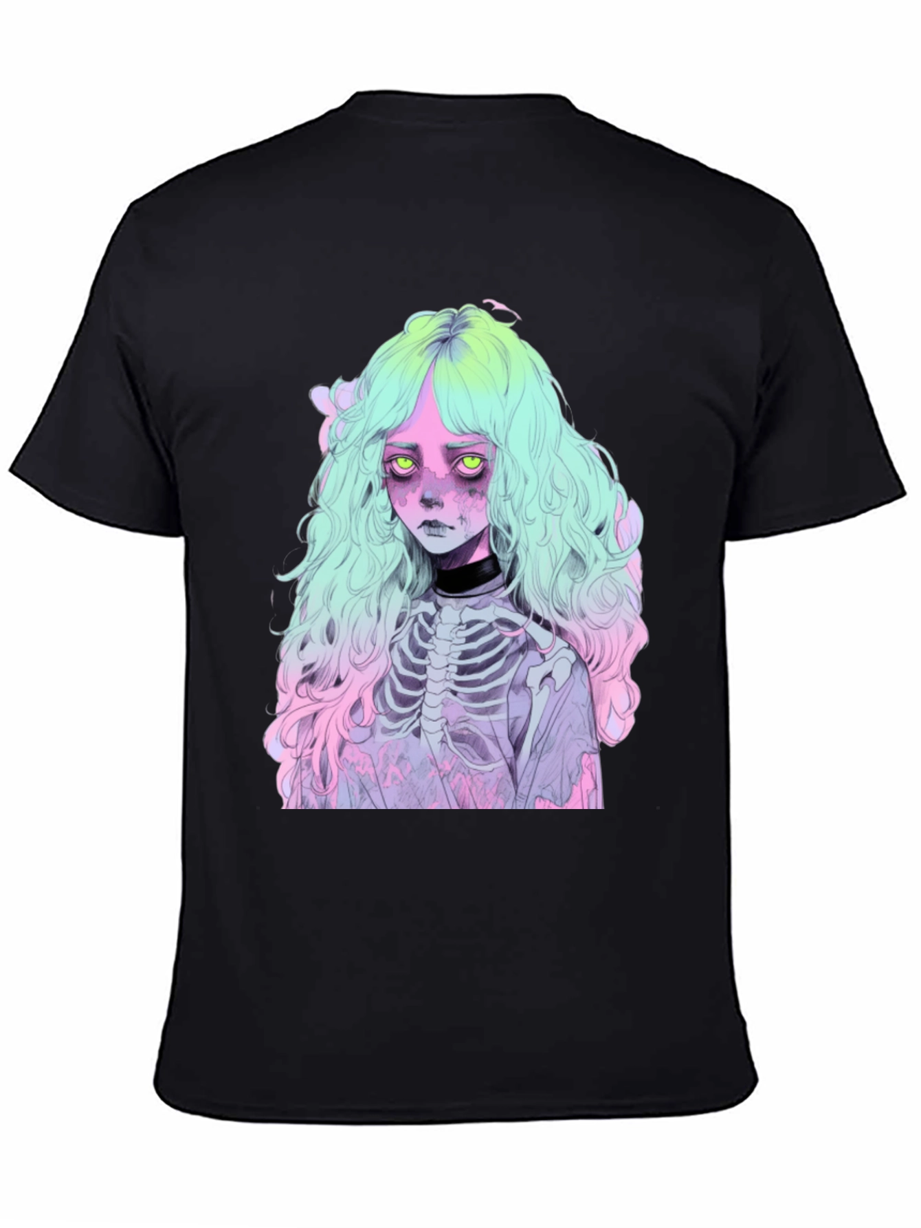 Pastel Goth Girl T-Shirt - Skeleton Anime Tee