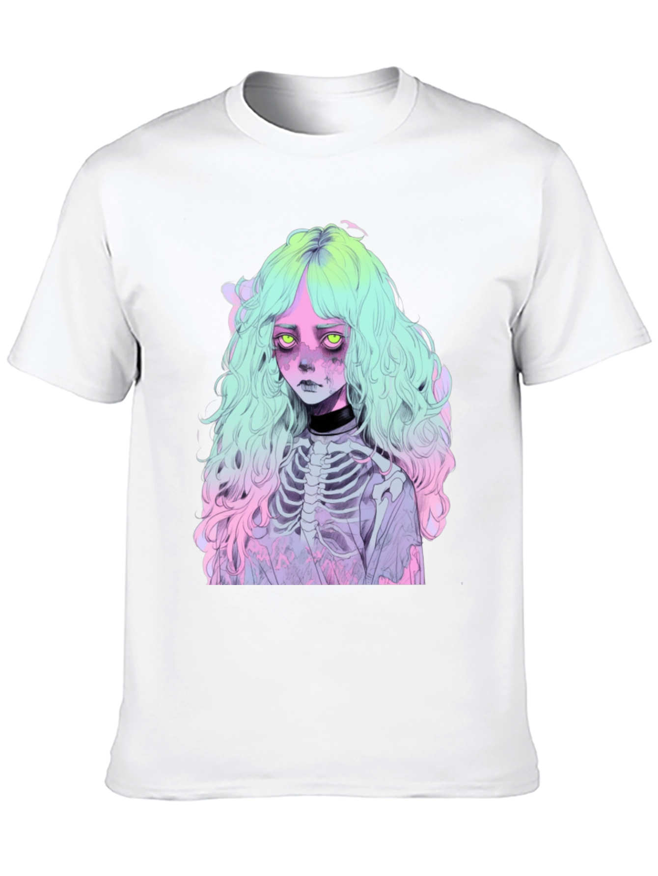 Pastel Goth Girl T-Shirt - Skeleton Anime Tee