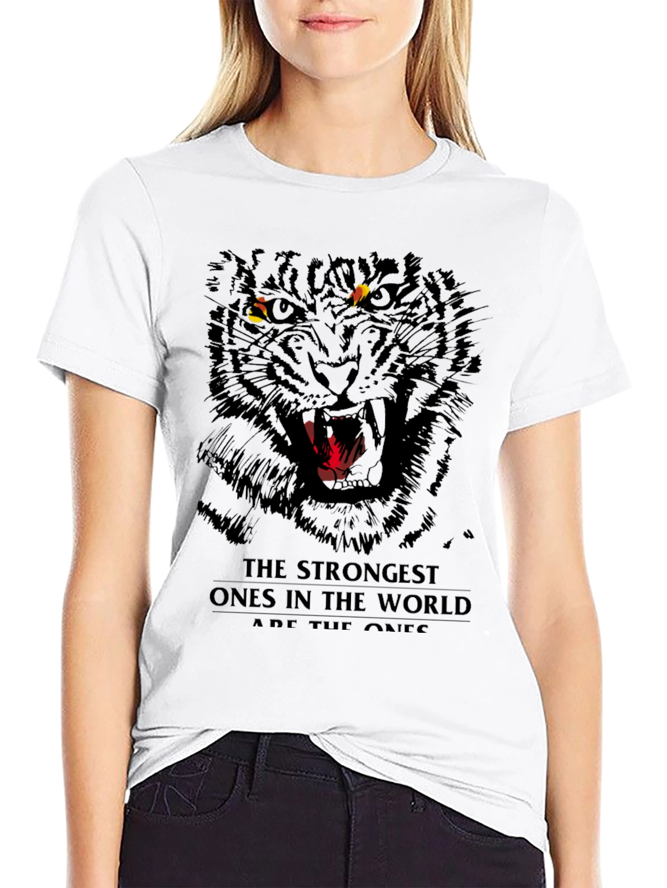 Mens Black Tiger Graphic T-Shirt - Fierce Design