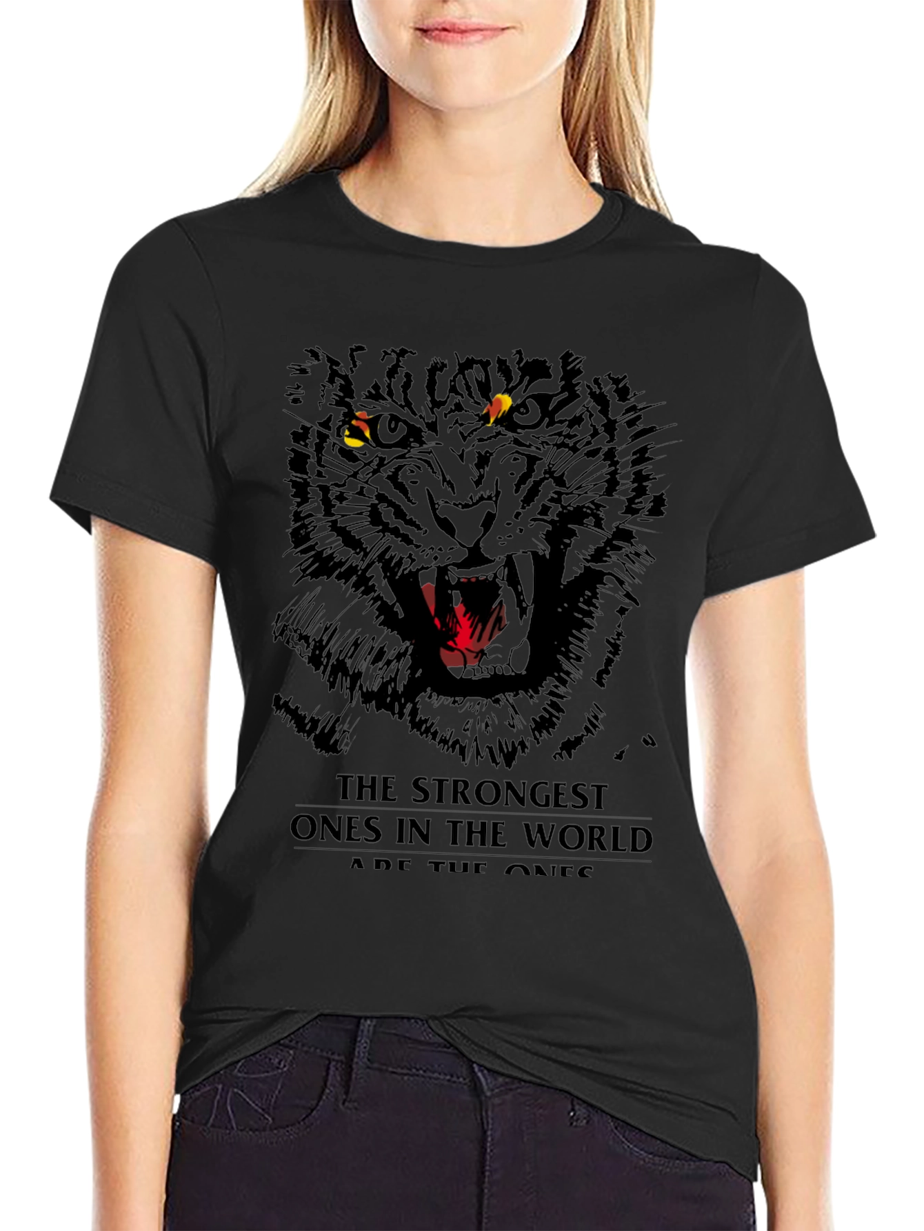 Mens Black Tiger Graphic T-Shirt - Fierce Design