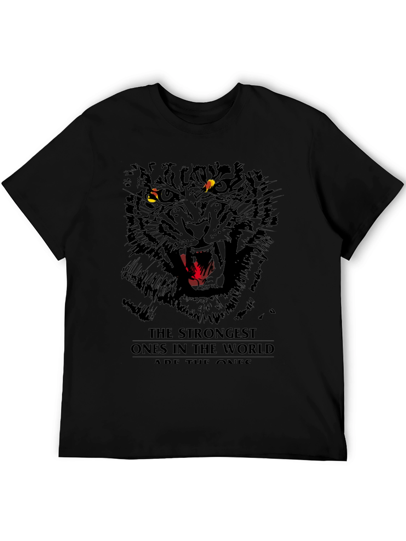 Mens Black Tiger Graphic T-Shirt - Fierce Design