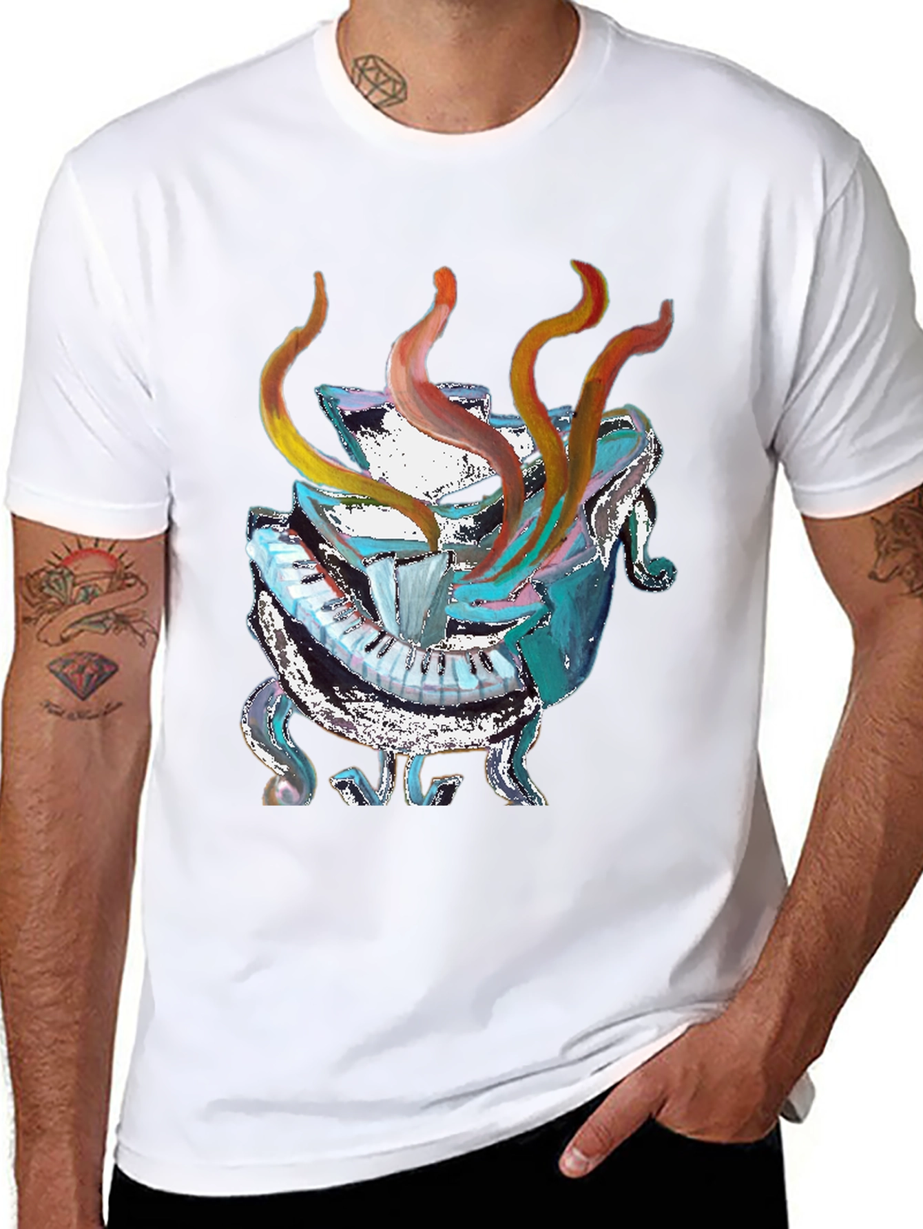 Abstract Piano Black T-Shirt - Unique Music Lover Gift