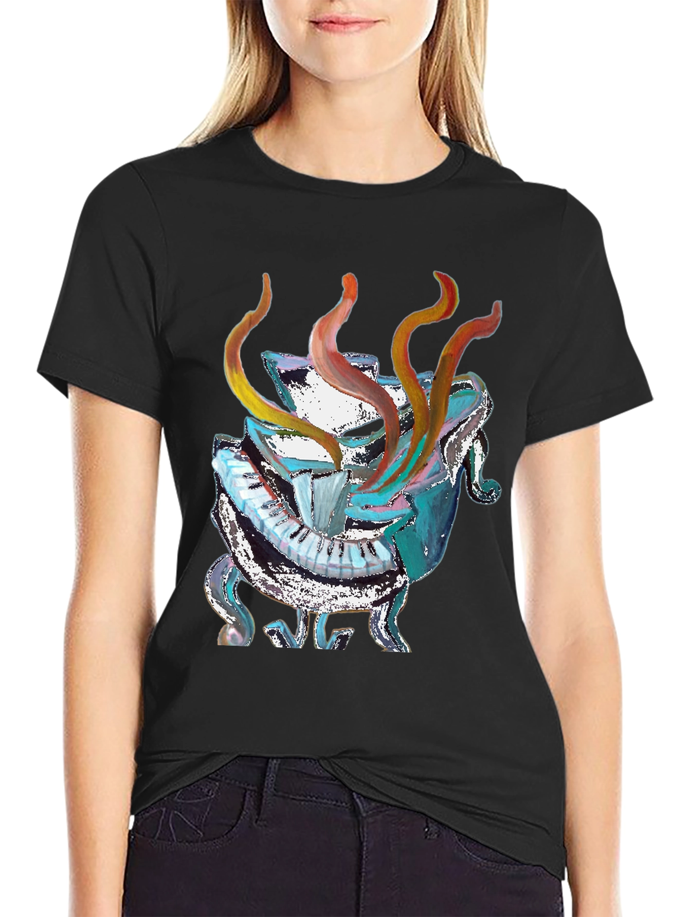 Abstract Piano Black T-Shirt - Unique Music Lover Gift