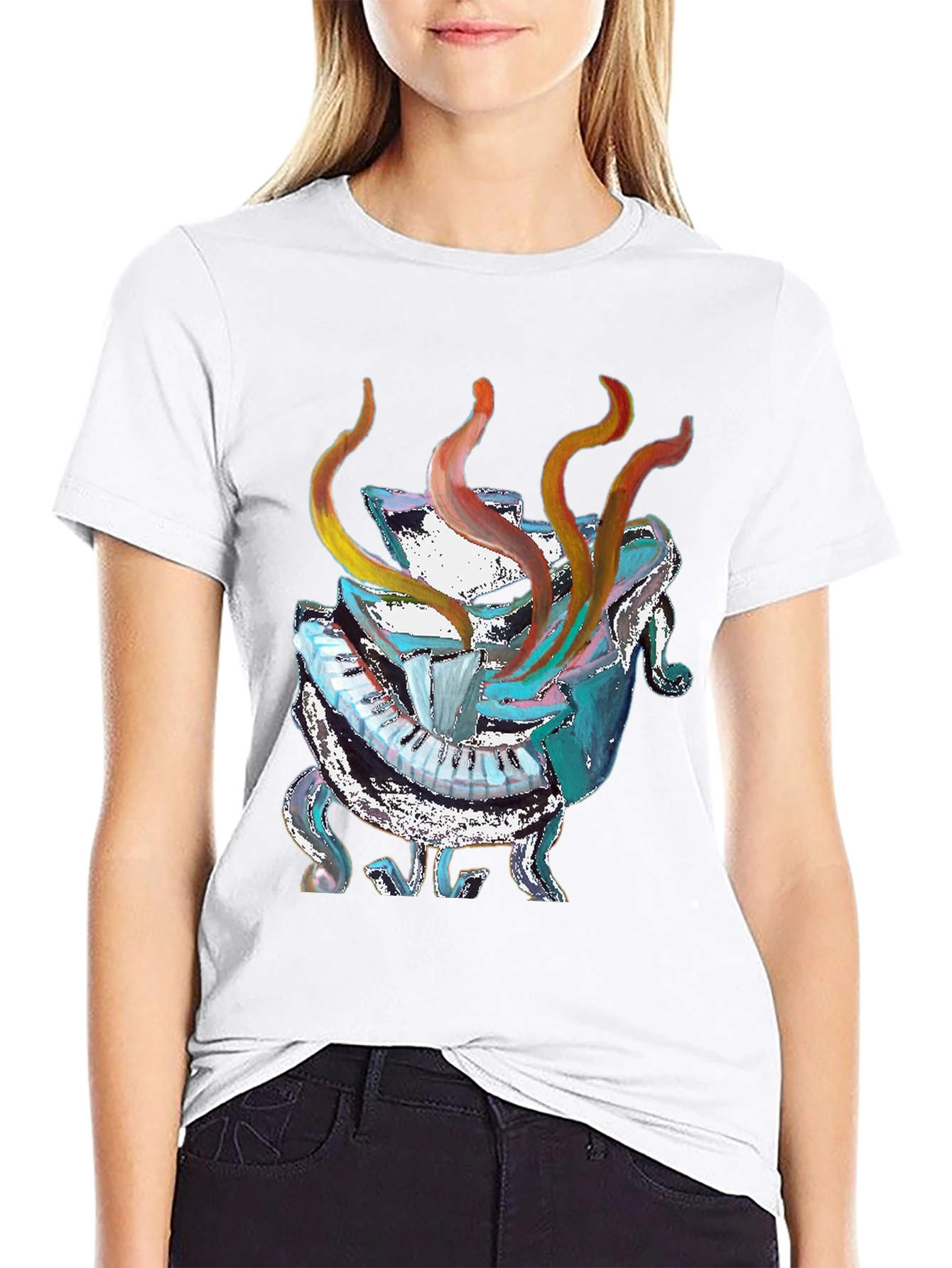 Abstract Piano Black T-Shirt - Unique Music Lover Gift