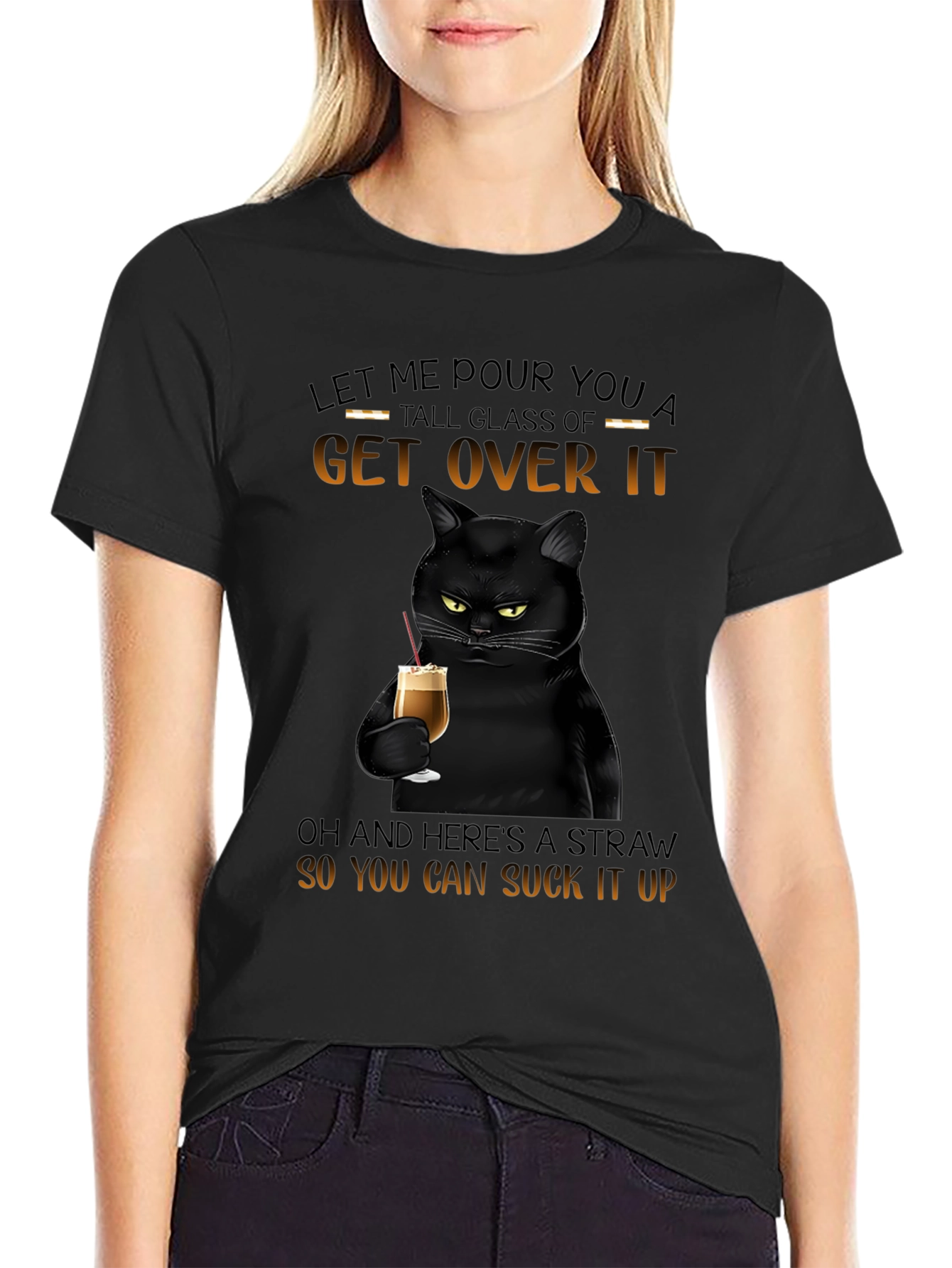 Sarcastic Cat Get Over It T-Shirt