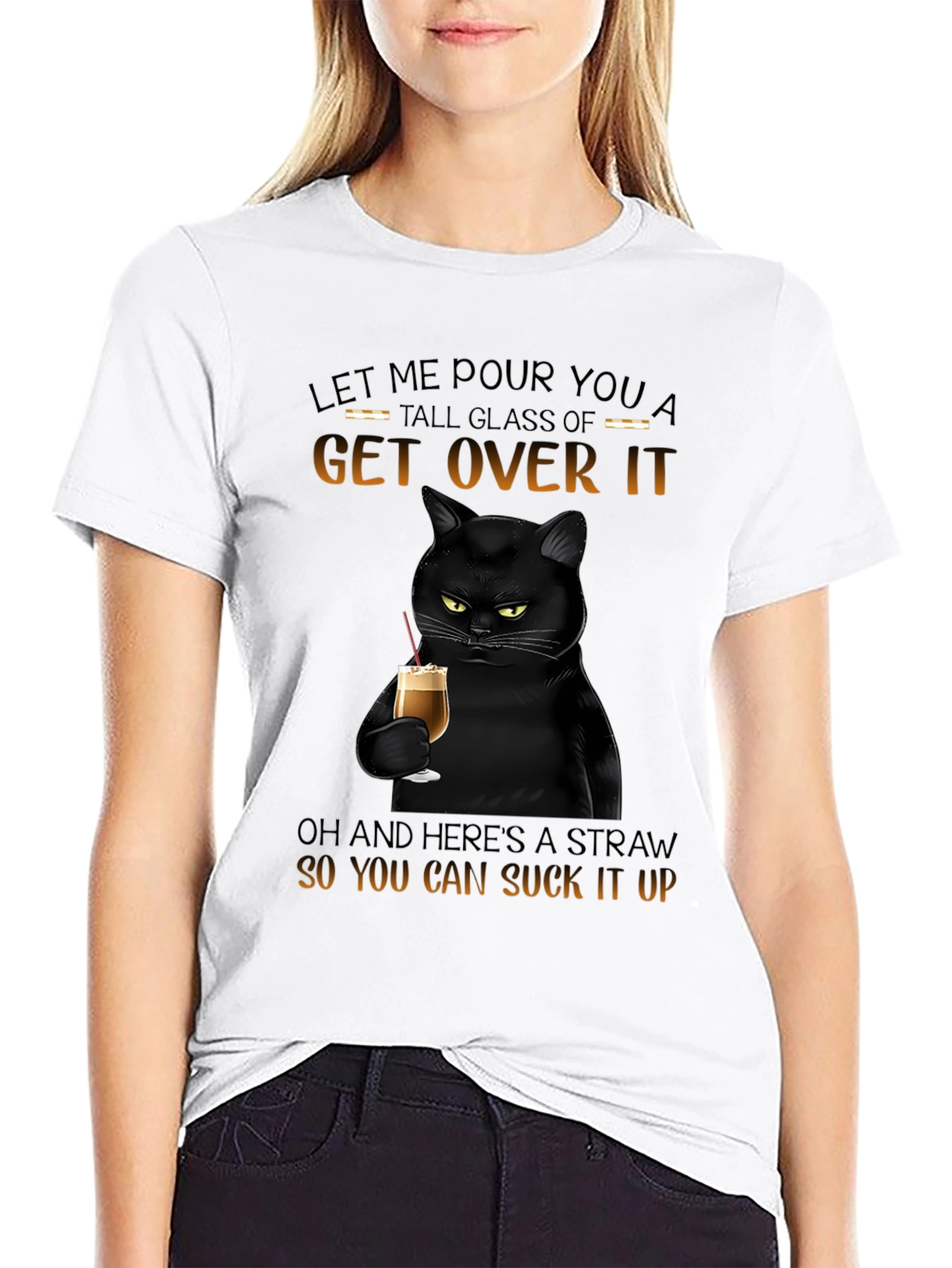 Sarcastic Cat Get Over It T-Shirt
