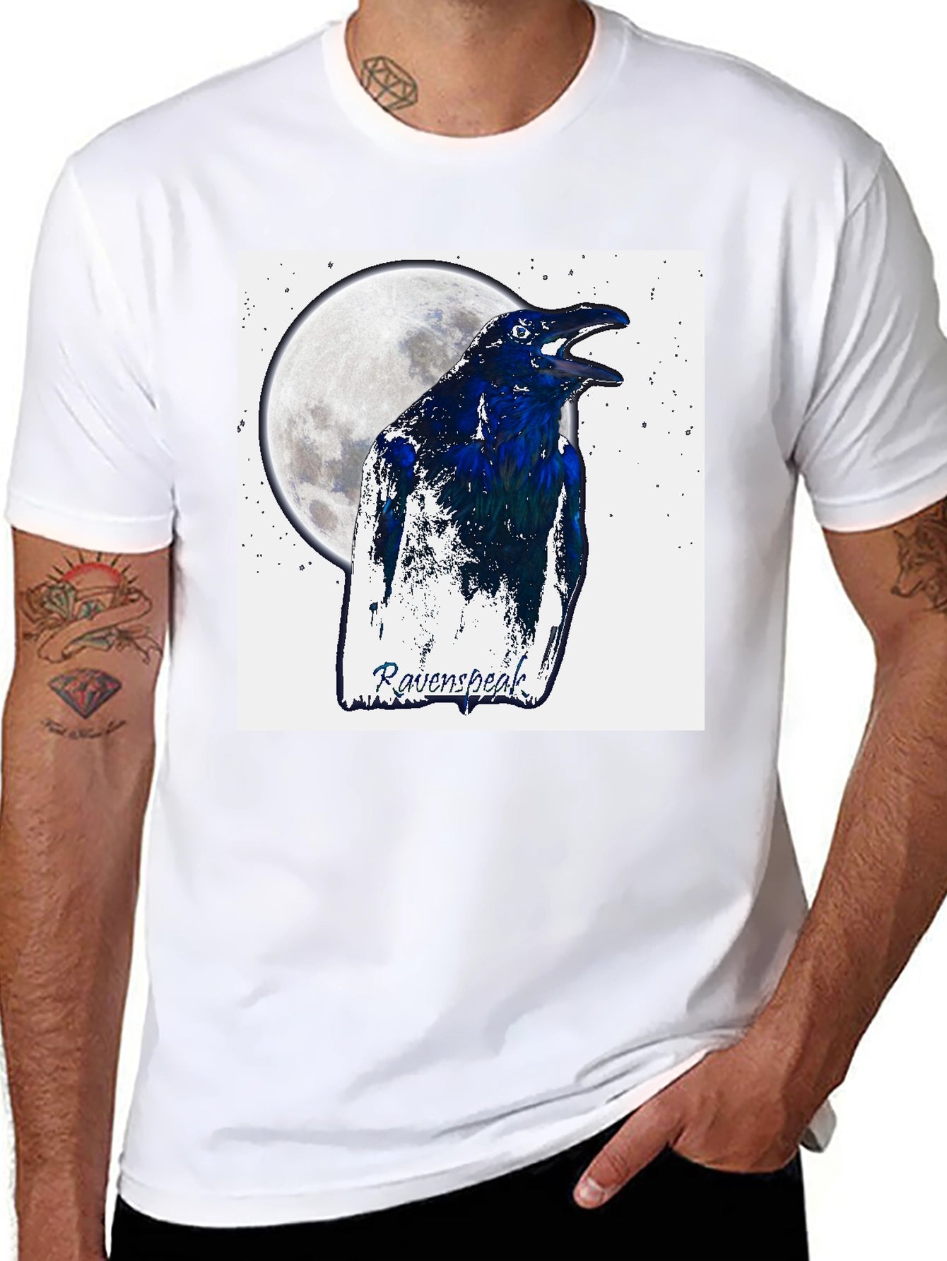 RavenSpeak T-Shirt - Moonlit Bird Graphic Tee