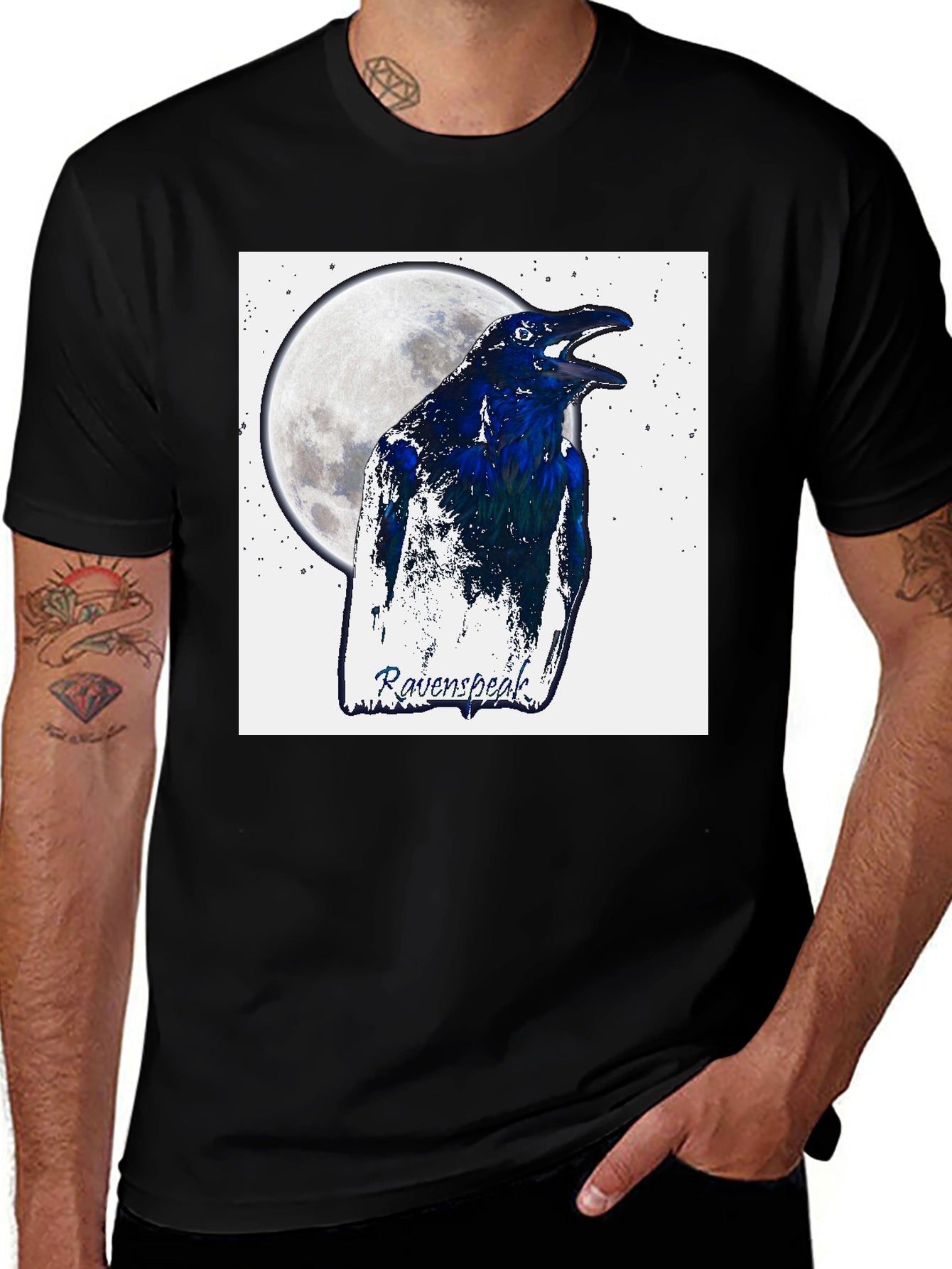 RavenSpeak T-Shirt - Moonlit Bird Graphic Tee