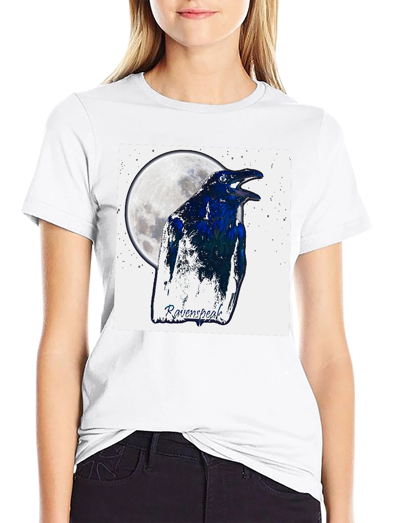 RavenSpeak T-Shirt - Moonlit Bird Graphic Tee