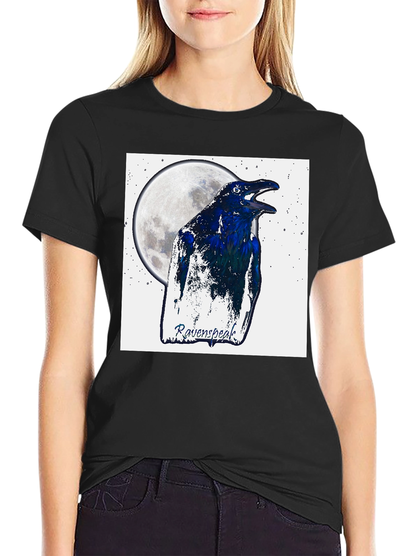 RavenSpeak T-Shirt - Moonlit Bird Graphic Tee