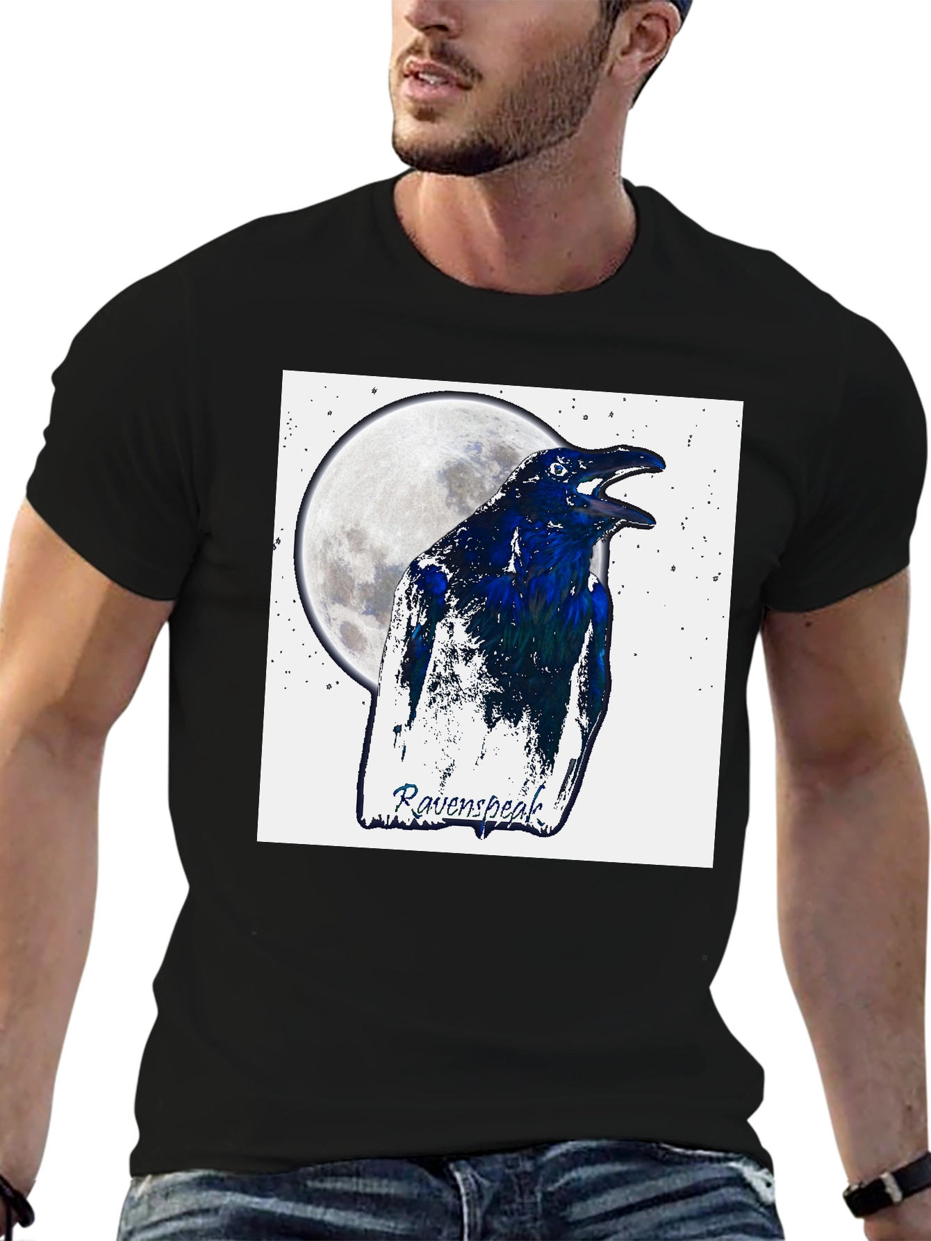 RavenSpeak T-Shirt - Moonlit Bird Graphic Tee