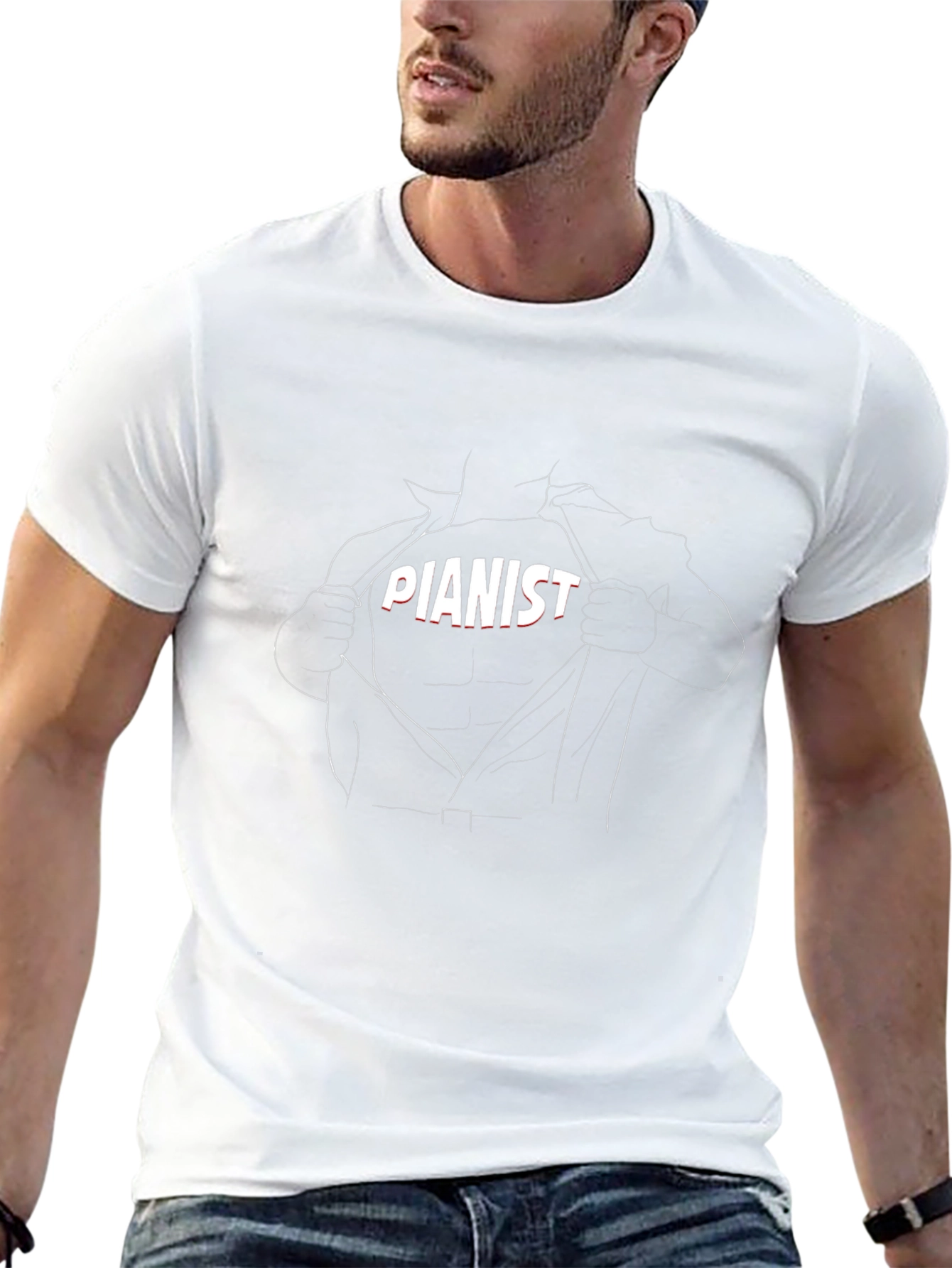 Pianist Super Hero Reveal Graphic Tee