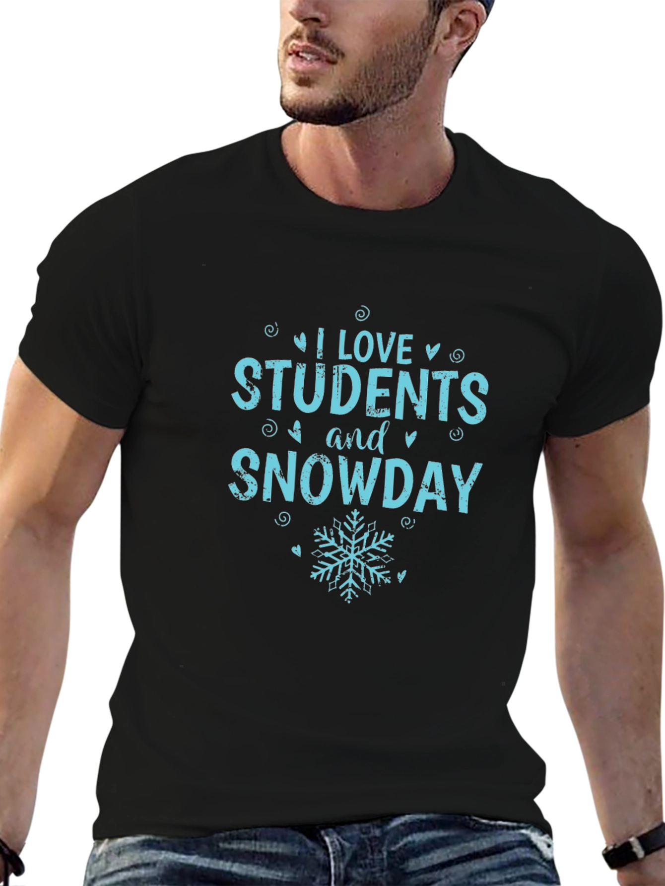 I Love Students and Snowday Black T-Shirt
