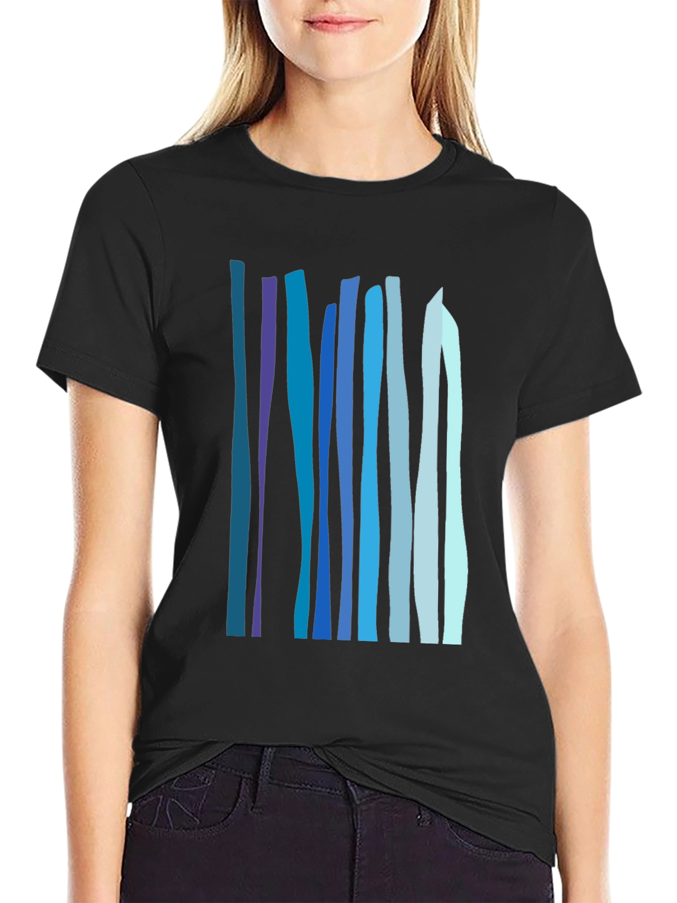 Abstract Vertical Stripes Tee - Stylish Casual Wear