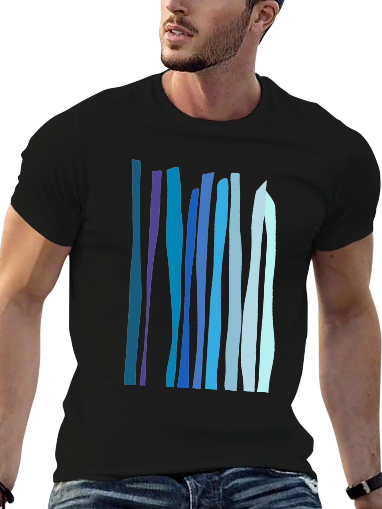 Abstract Vertical Stripes Tee - Stylish Casual Wear
