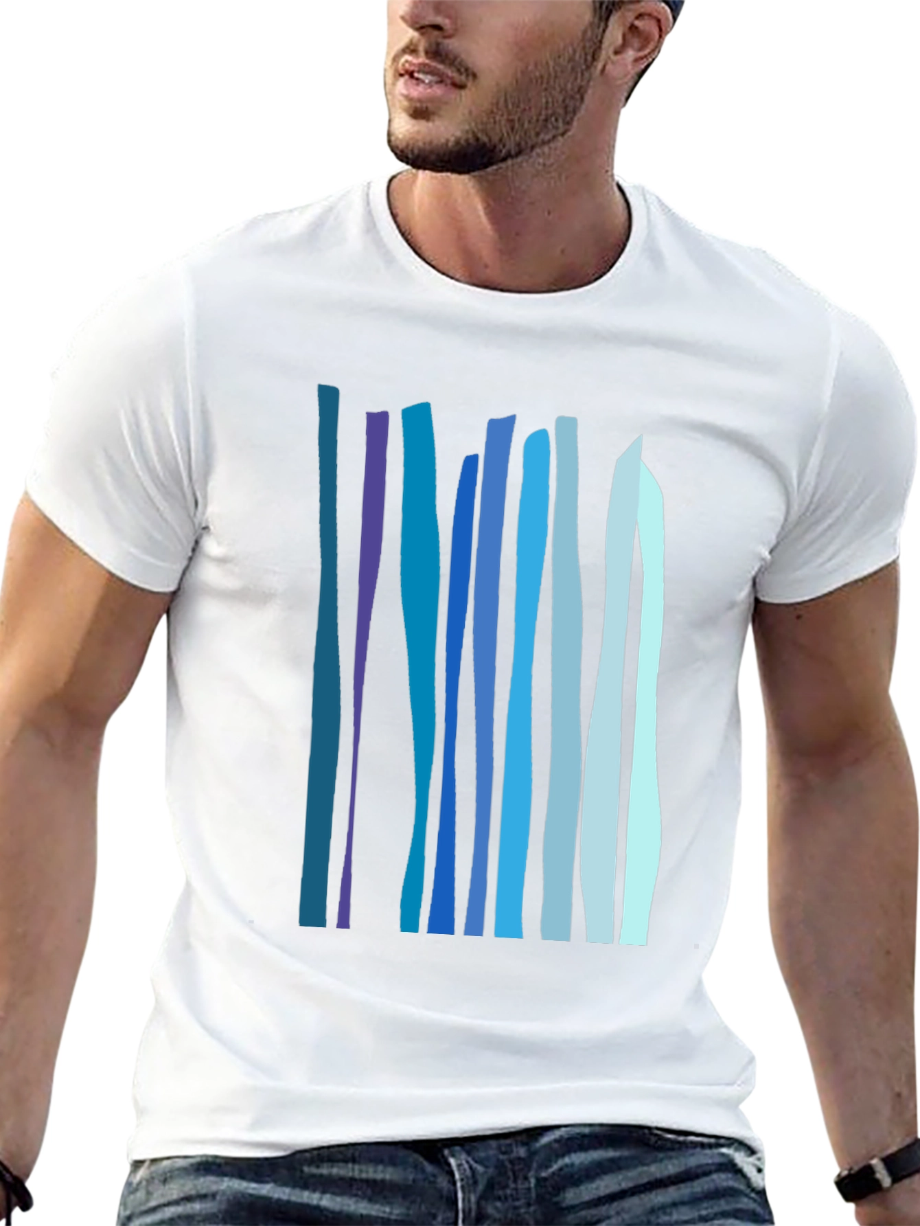 Abstract Vertical Stripes Tee - Stylish Casual Wear