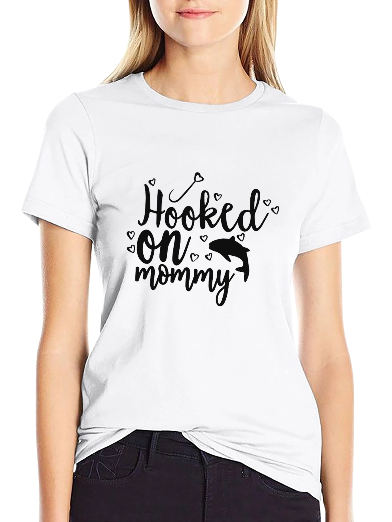 Hooked On Mommy Black Graphic Tee