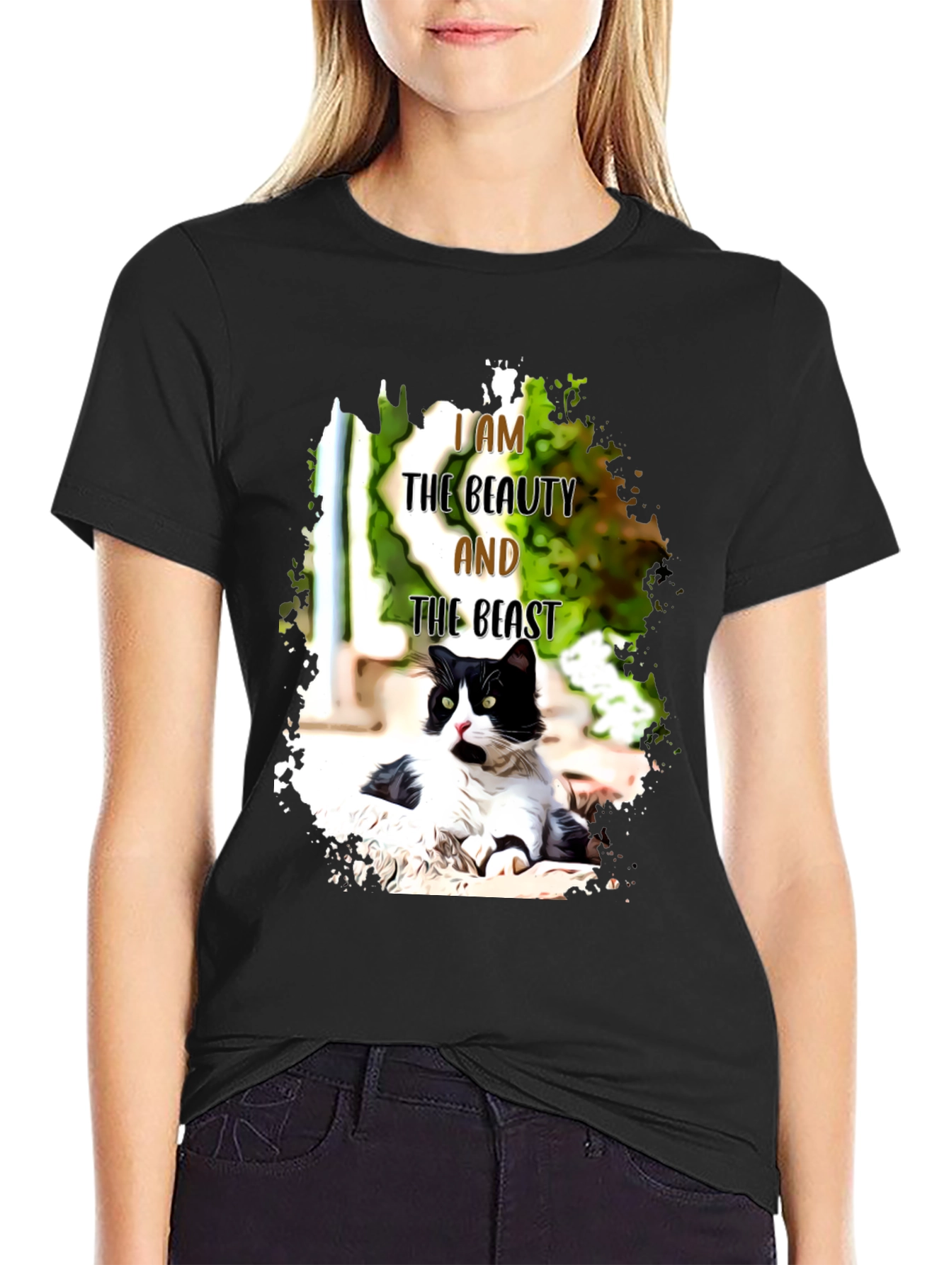 Beauty and the Beast Cat Graphic Tee