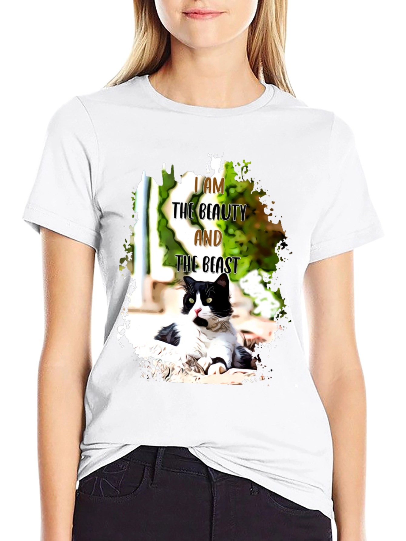 Beauty and the Beast Cat Graphic Tee