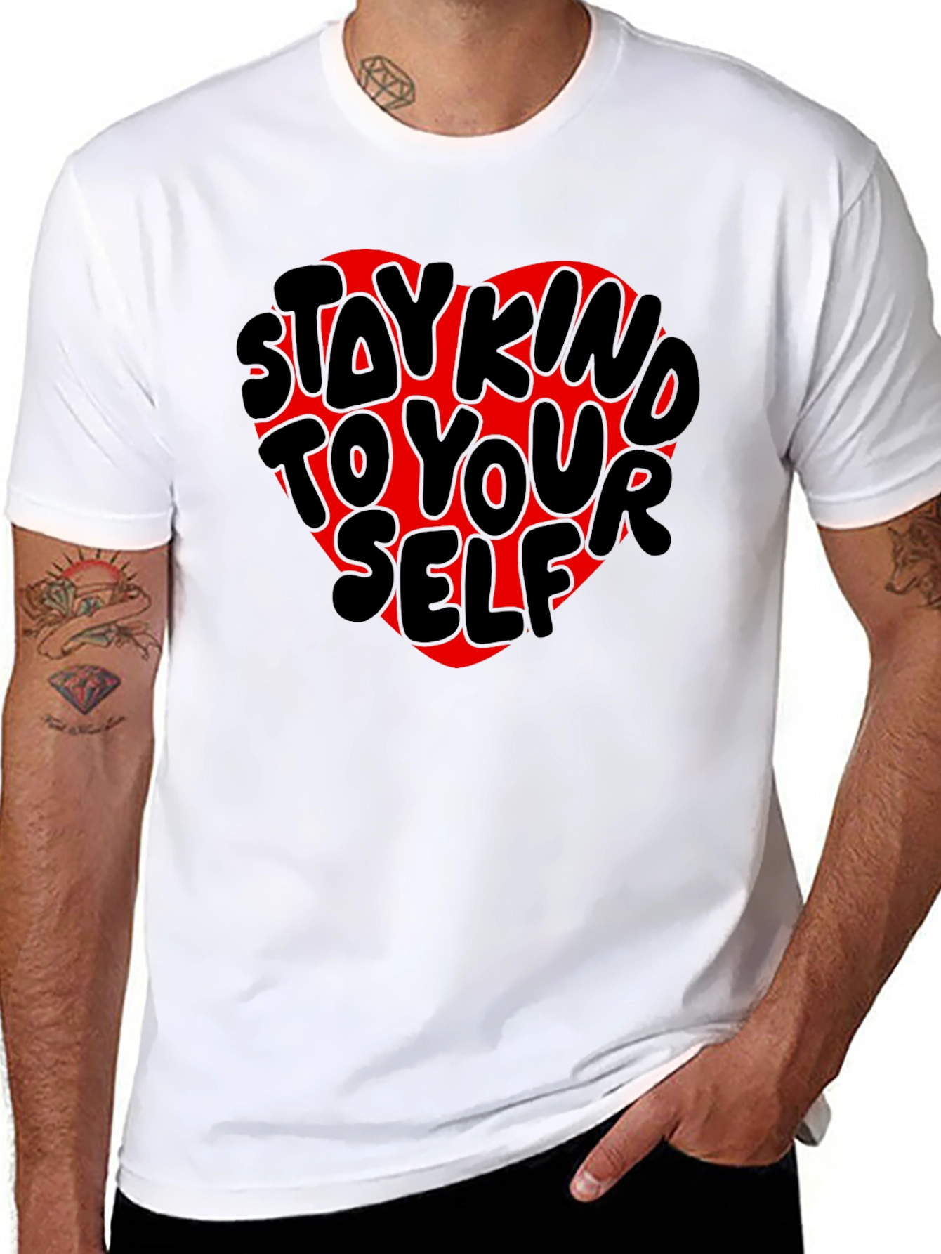 Stay Kind to Yourself Heart Tee - Black