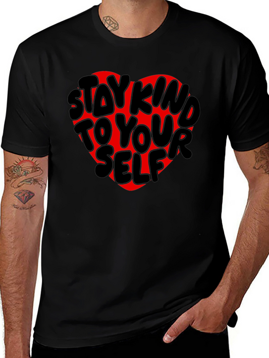 Stay Kind to Yourself Heart Tee - Black