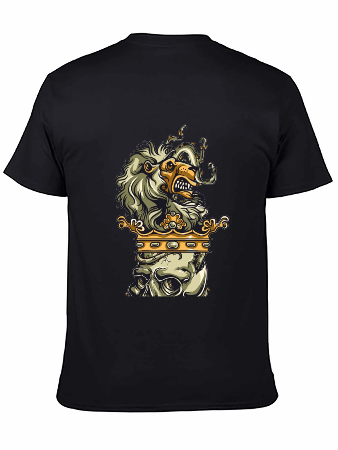 Lion Skull Crown Black Graphic Tee