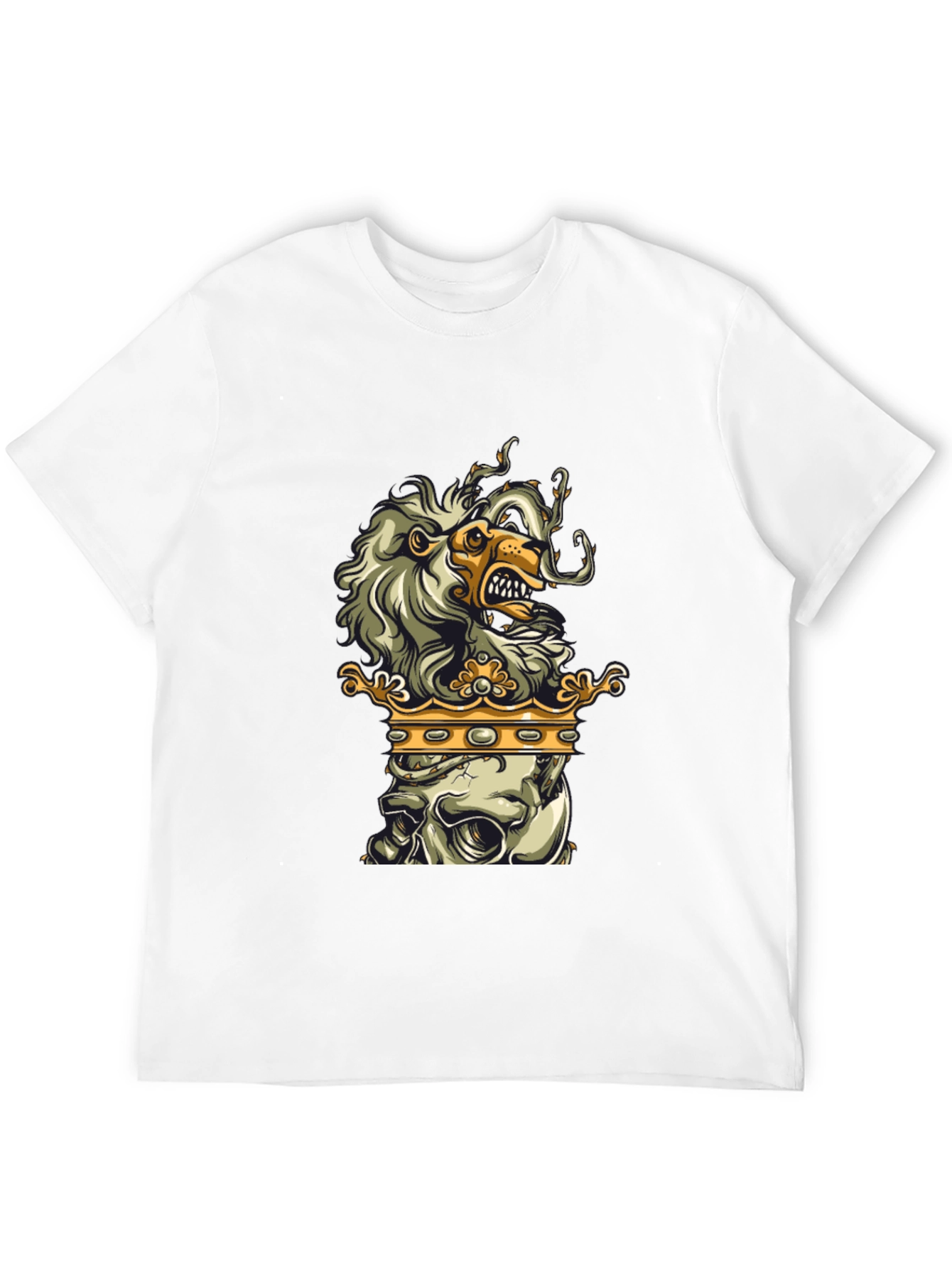 Lion Skull Crown Black Graphic Tee