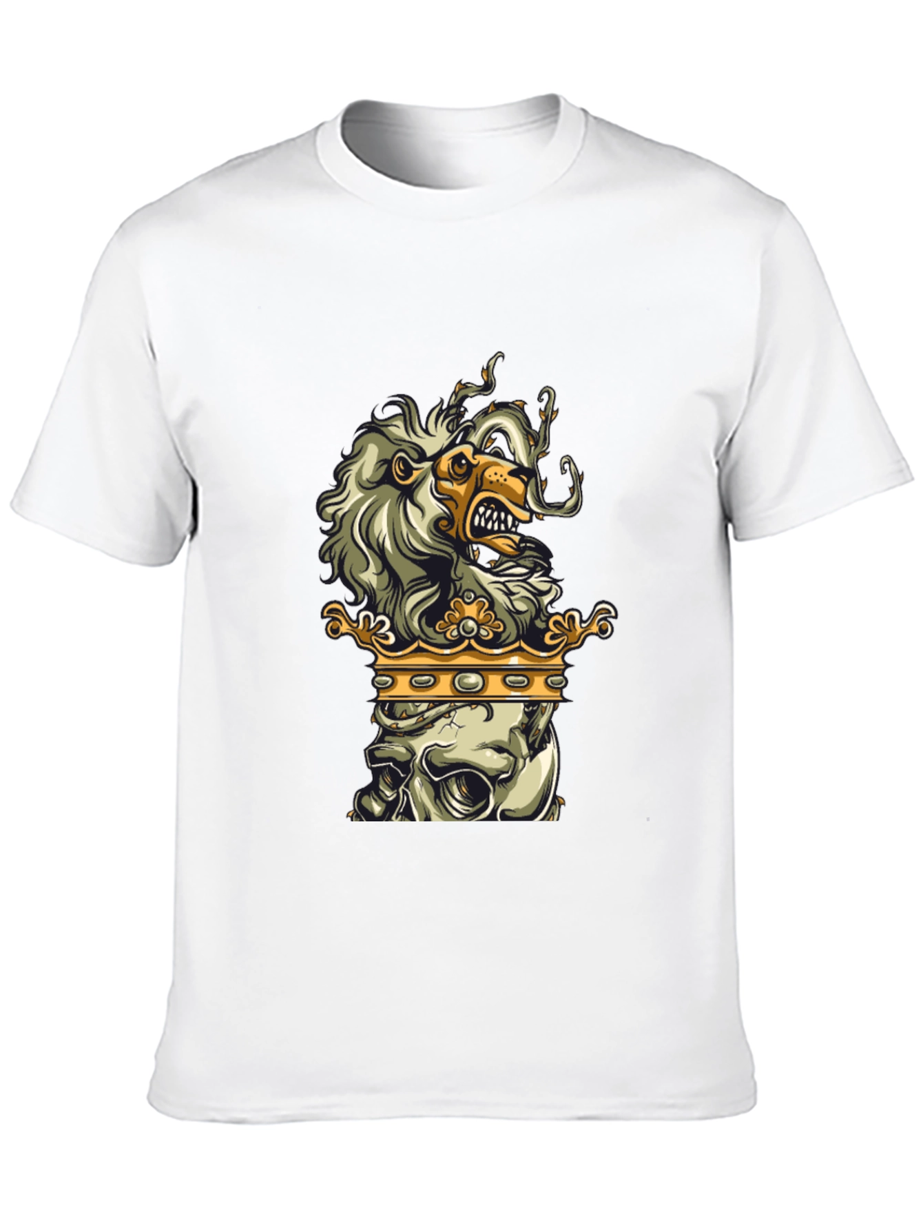 Lion Skull Crown Black Graphic Tee