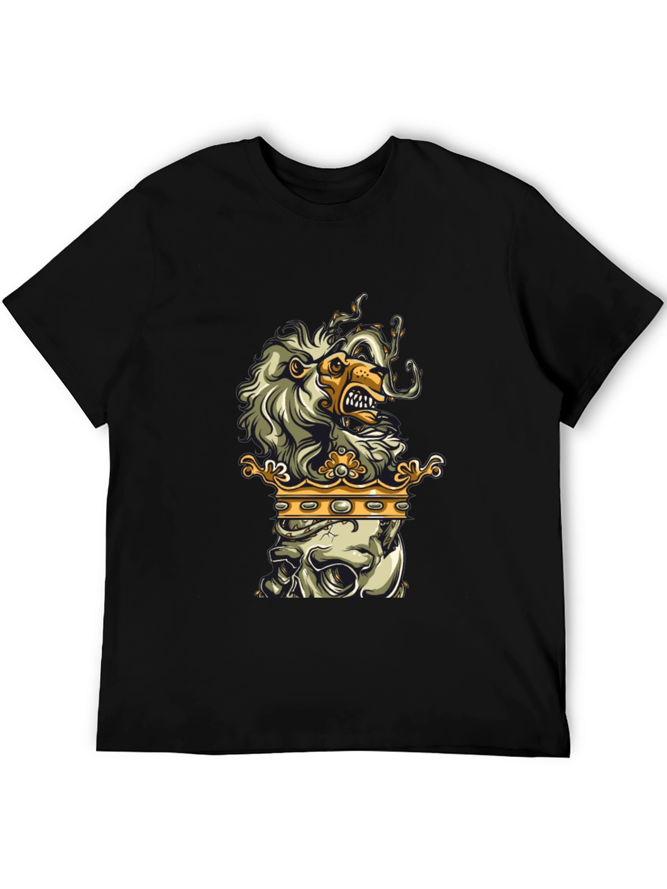 Lion Skull Crown Black Graphic Tee