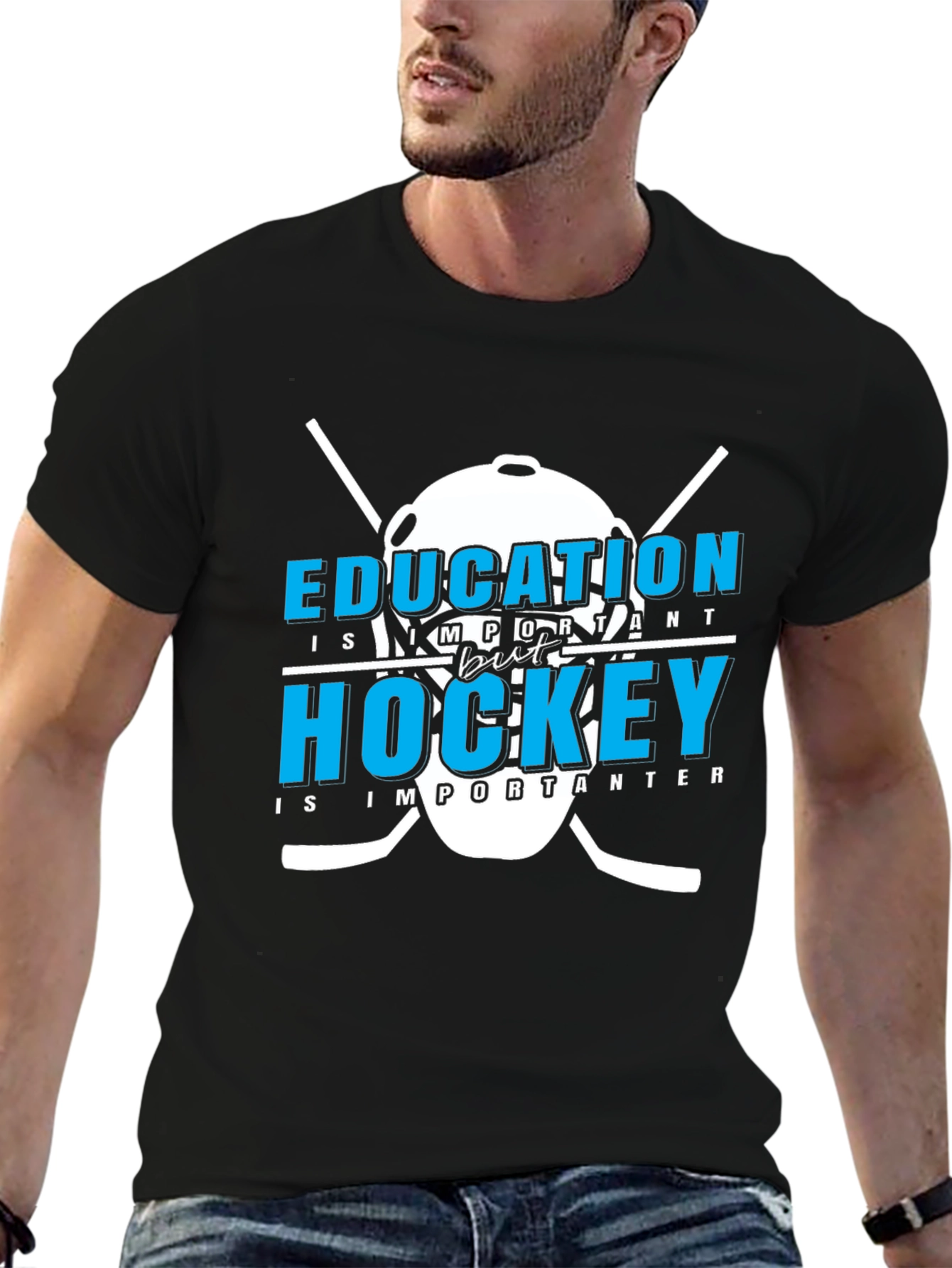 Education But Hockey T-Shirt - Sporty Graphic Tee