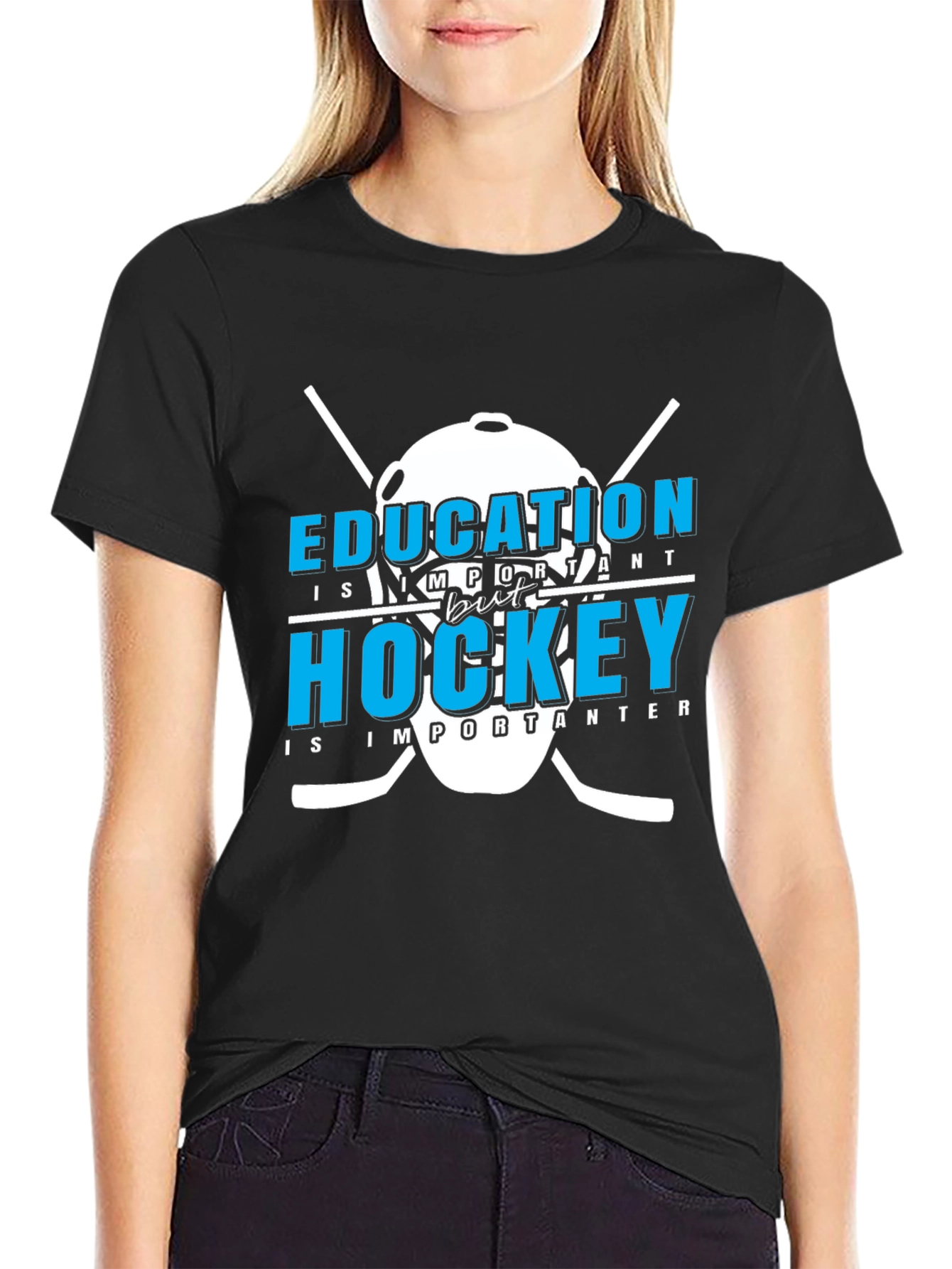Education But Hockey T-Shirt - Sporty Graphic Tee