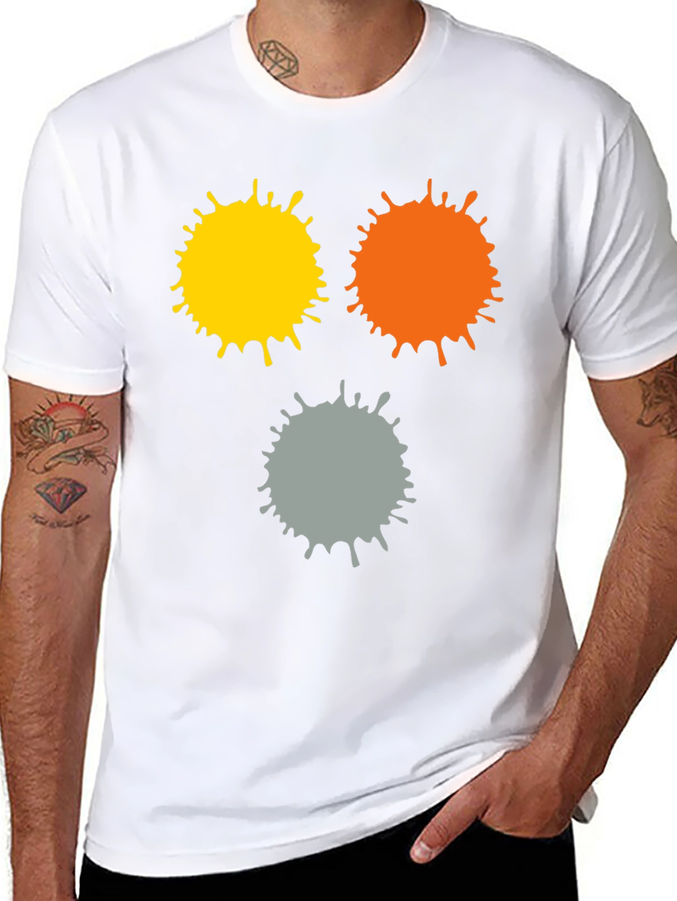 Abstract Splatter Print Black T-Shirt