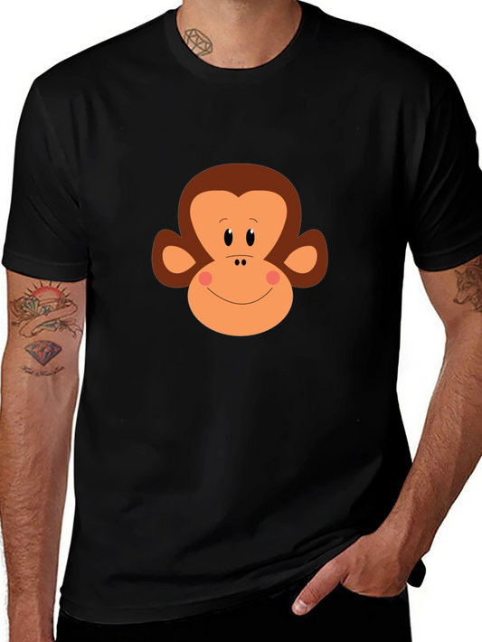 Monkey Face Graphic Tee - Black Cotton T-Shirt