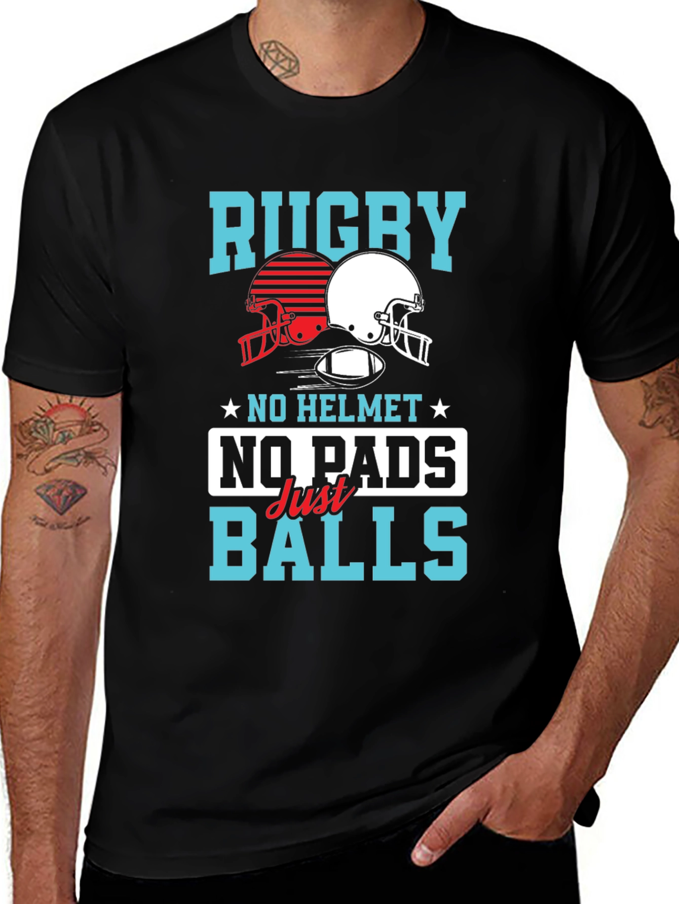 Rugby No Helmet No Pads Just Balls T-Shirt