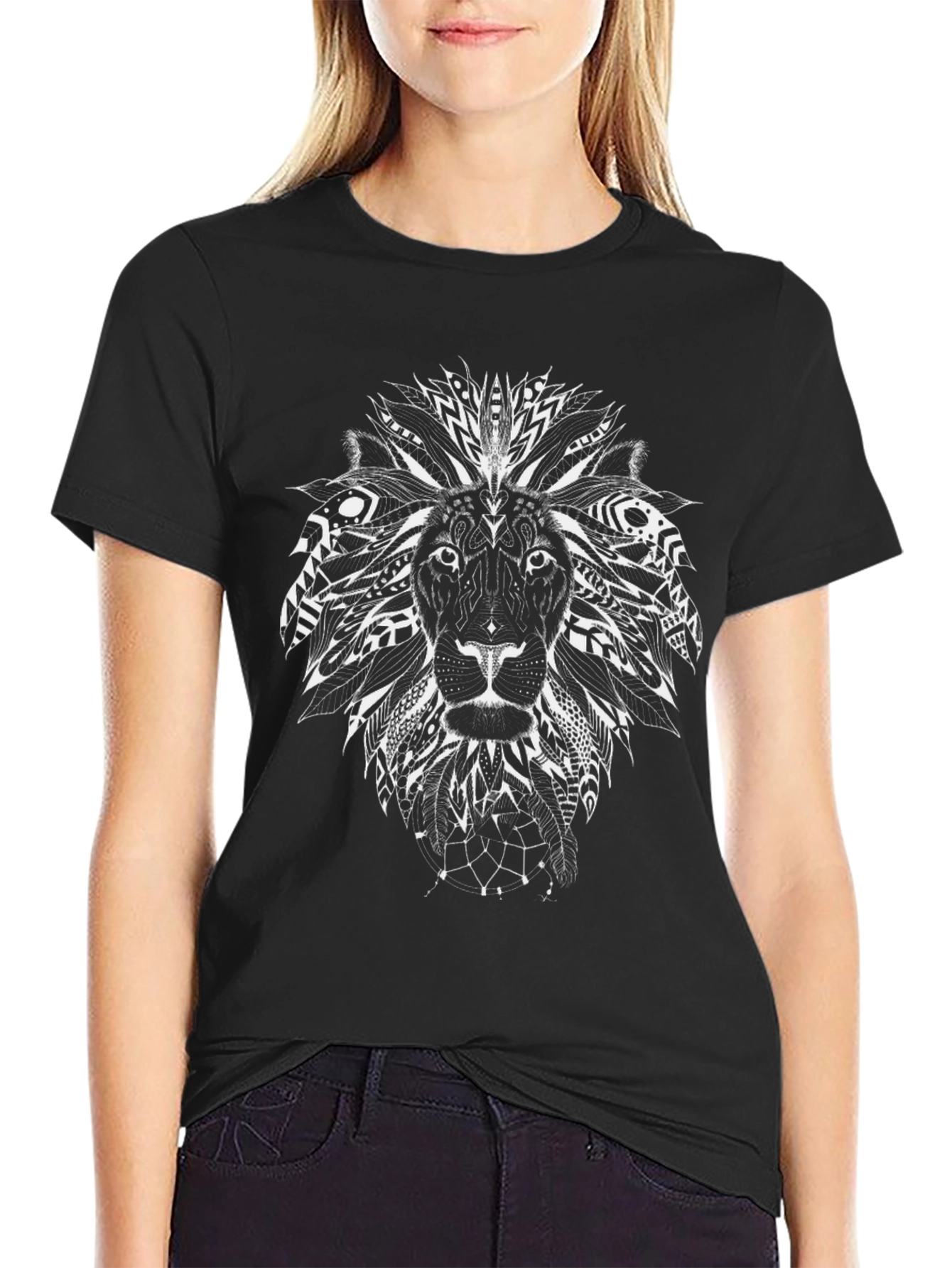 Tribal Lion Graphic Print T-Shirt