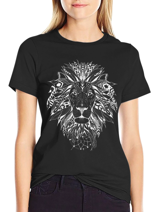 Tribal Lion Graphic Print T-Shirt