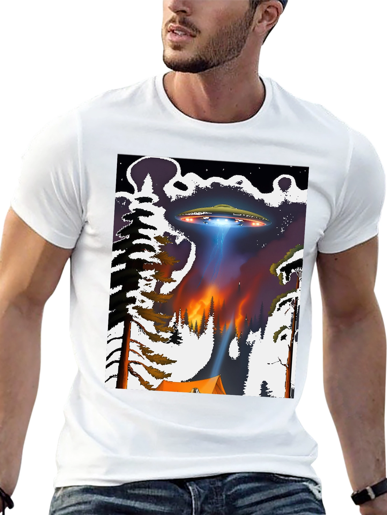 UFO Abduction T-Shirt - Camping Alien Adventure