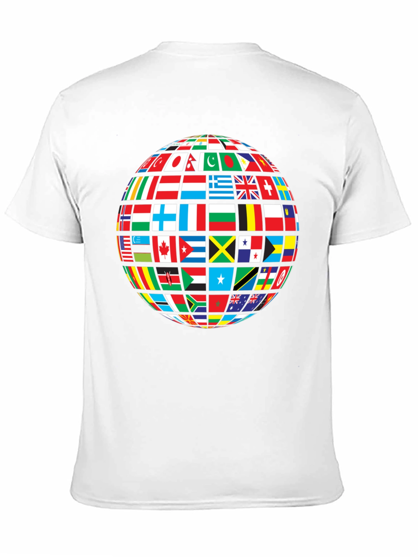 Global Flags Graphic Tee - Black Crew Neck Shirt