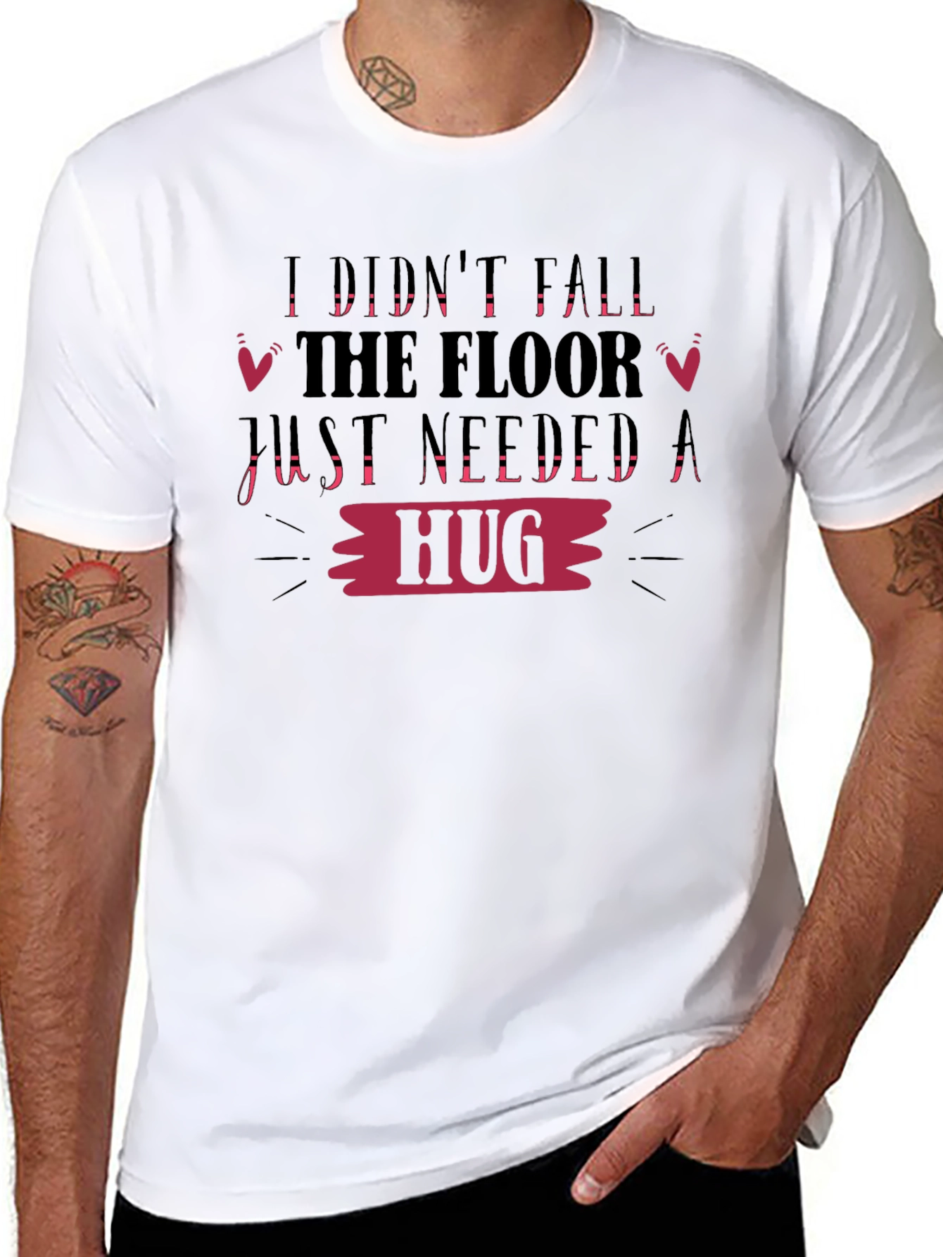 Funny Graphic Tee: I Didnt Fall Needed Hug